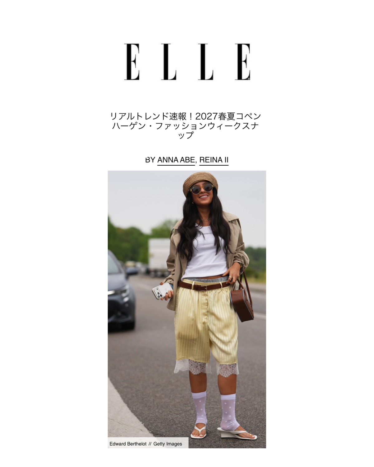 Bianca Barese CPHFW SS27 Day Two street style - bermuda con encaje / bermuda shorts with lace trim / bermuda en dentelle / bermuda con pizzo sandalias plataforma flip-flop / wedge flip-flops / tongs compensées / infradito con zeppa
