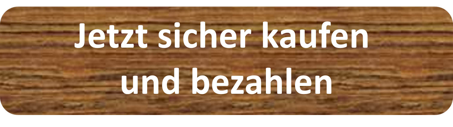 Schriftzug auf Holz: "Jetzt sicher kaufen und bezahlen"