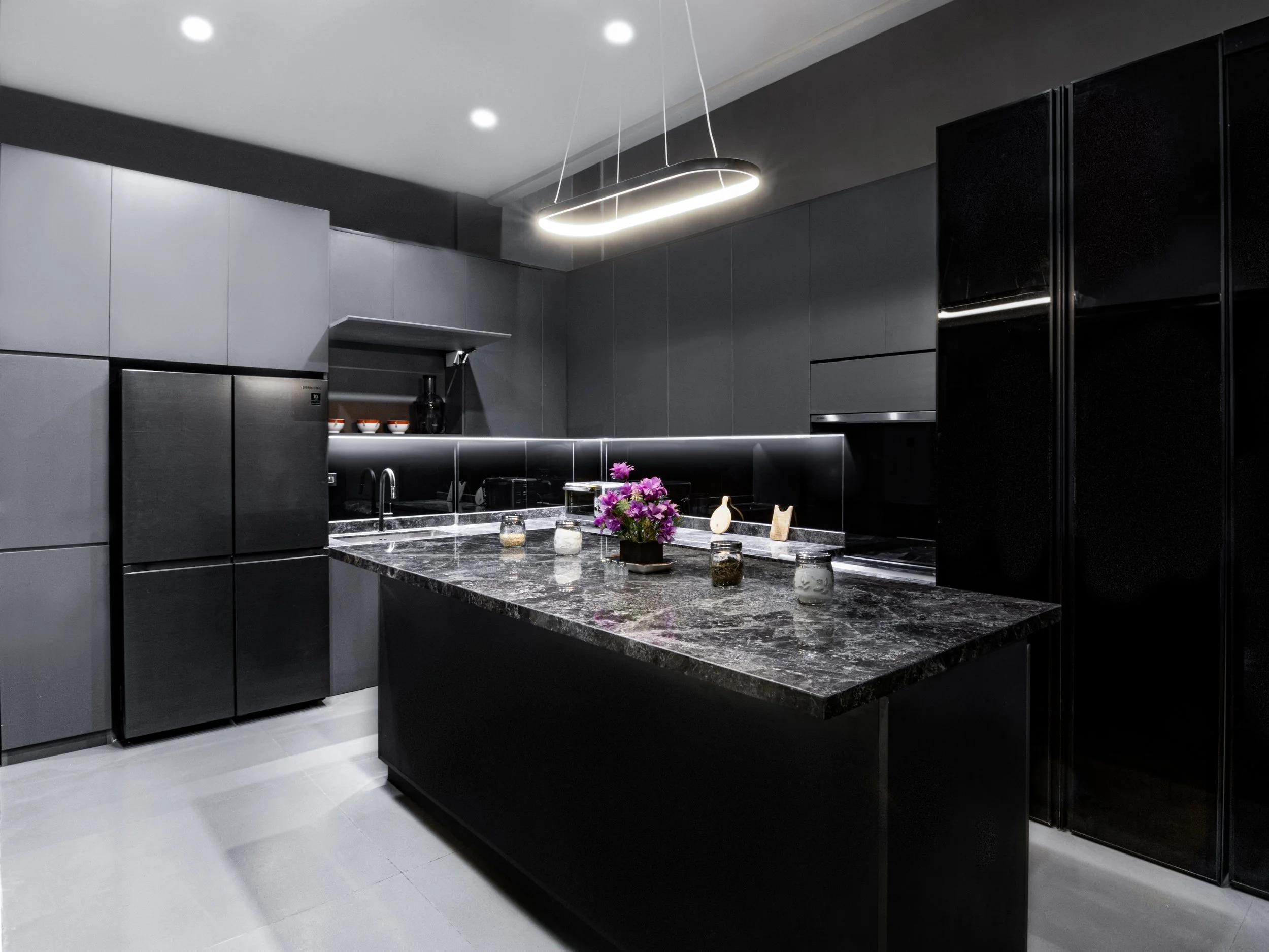 modern contemporary interior design with dark themed furniture and finishing Jakarta