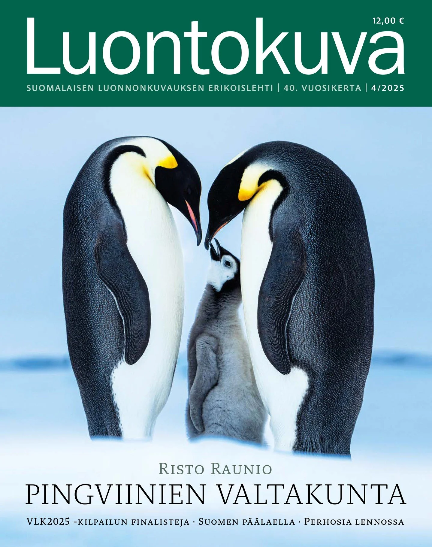 I am pleased to announce that my penguin project has been featured in the latest edition of Finnish nature magazine Luontokuva. The publication includes the cover and 24 images, as well as a six-page article detailing the project. 
All global pengui