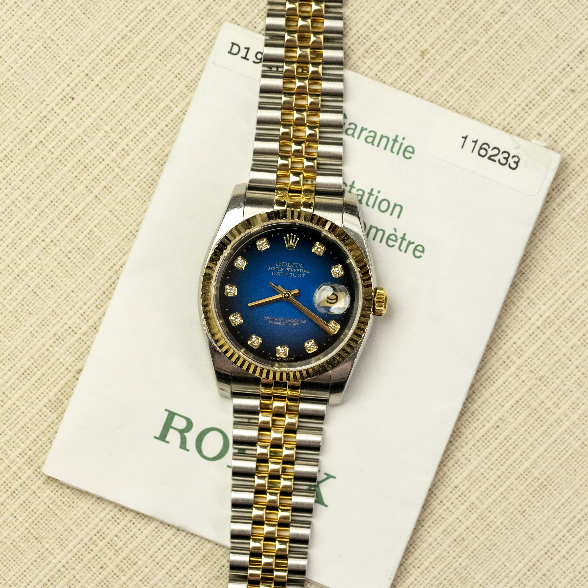 Rolex Datejust 116233 Blue Vignette Diamond Dial