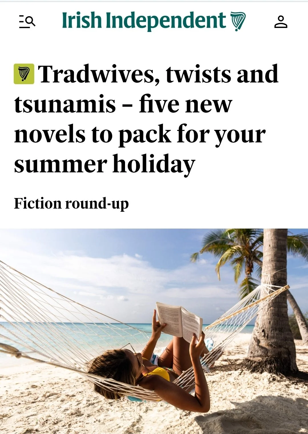 Irish Independent - Tradwives, twists and tsunamis - five new novels to pack for your summer holiday