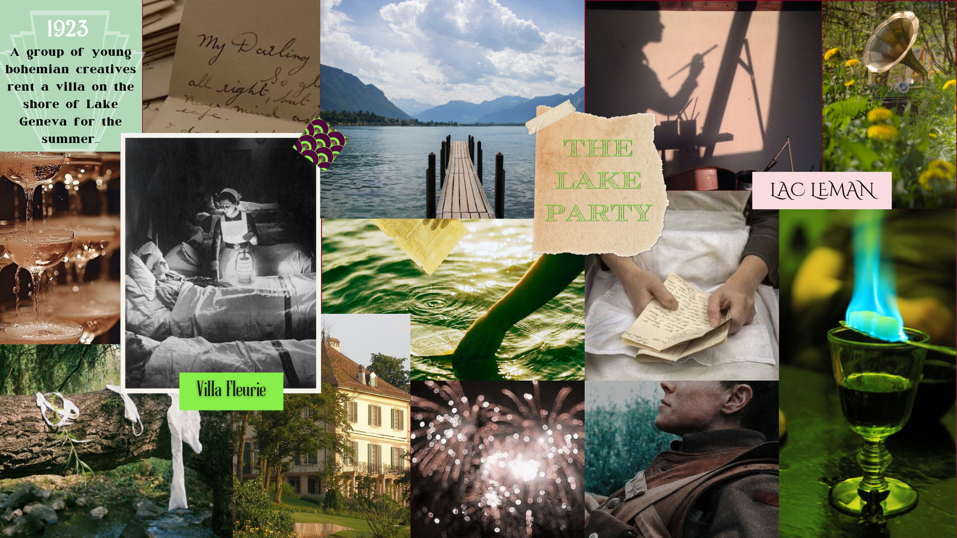 image shows a moodboard for The Lake Party