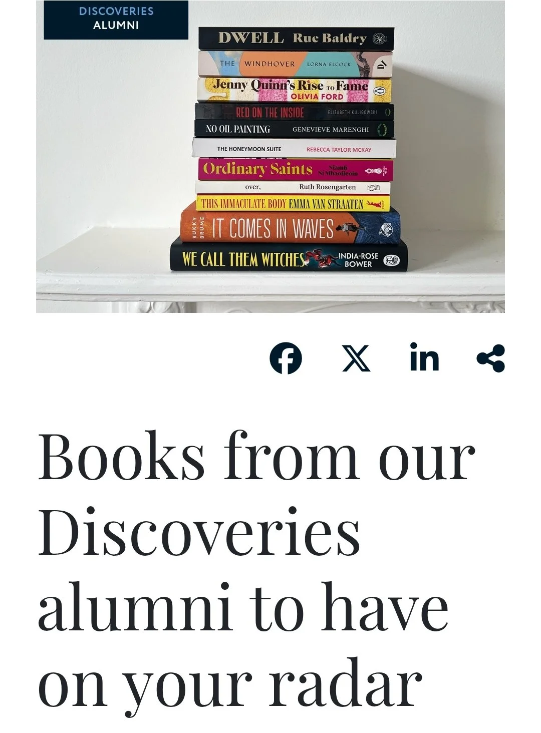 Women's Prize - Books from our Discoveries alumni to have on your radar