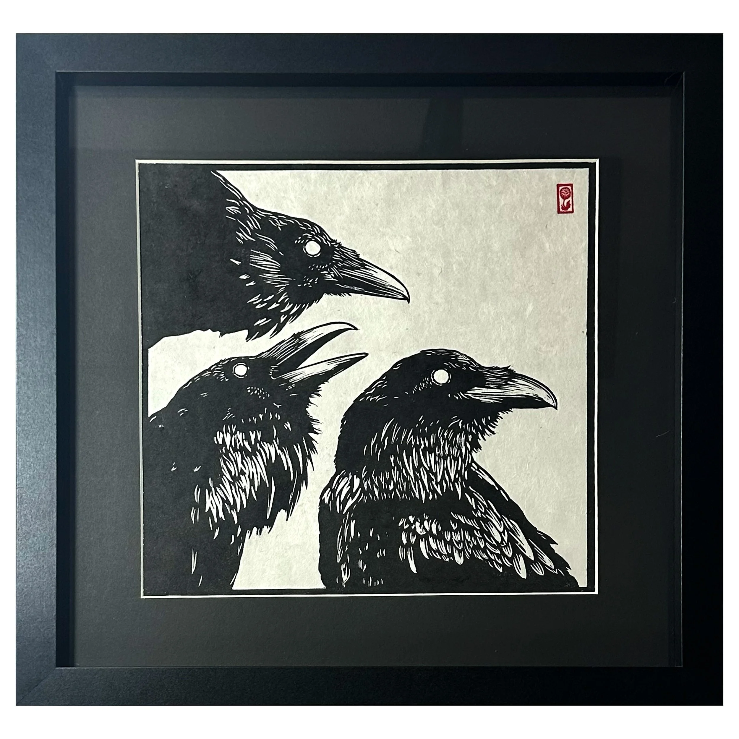 Three Ravens (Large, framed)
