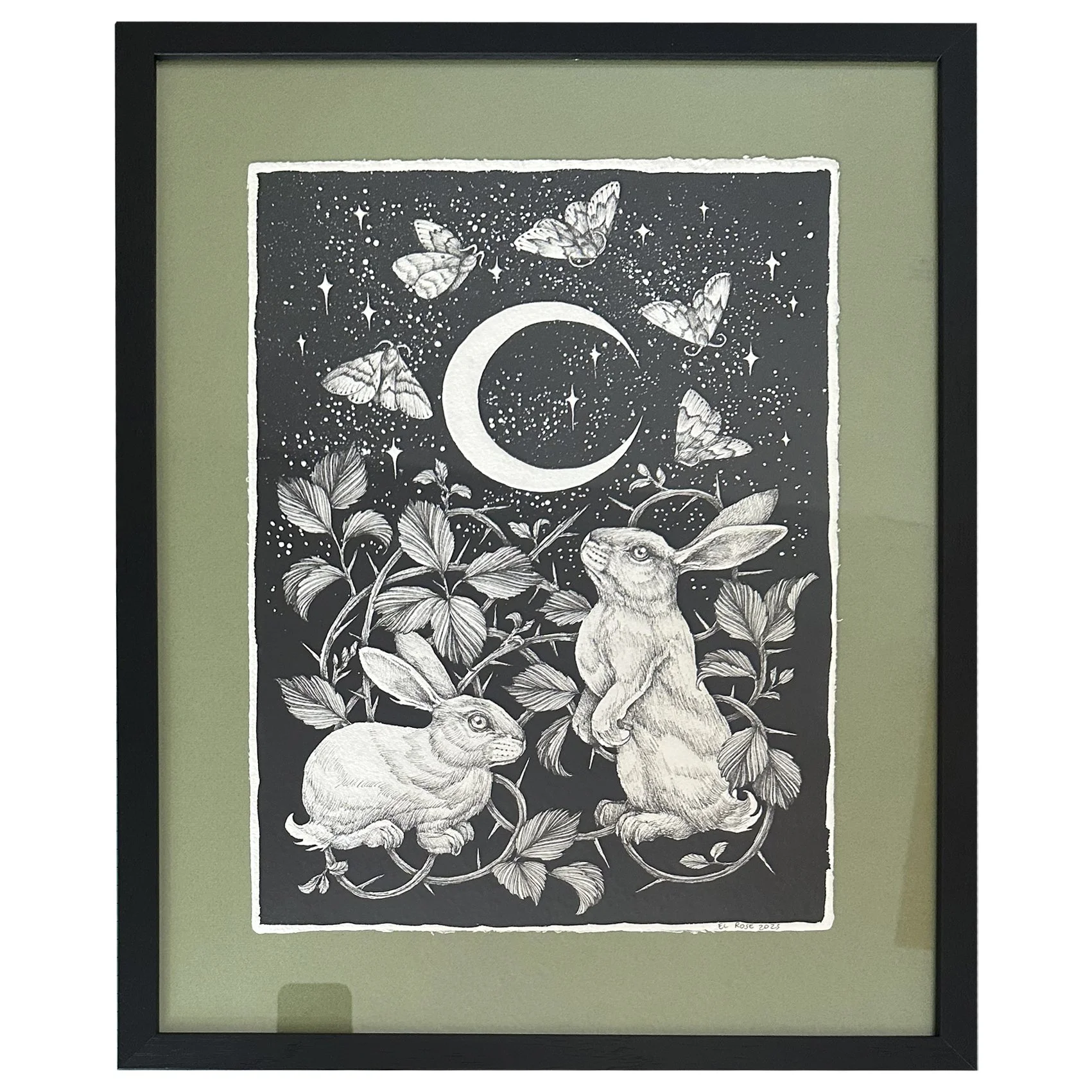 Rabbit & Moon (framed)