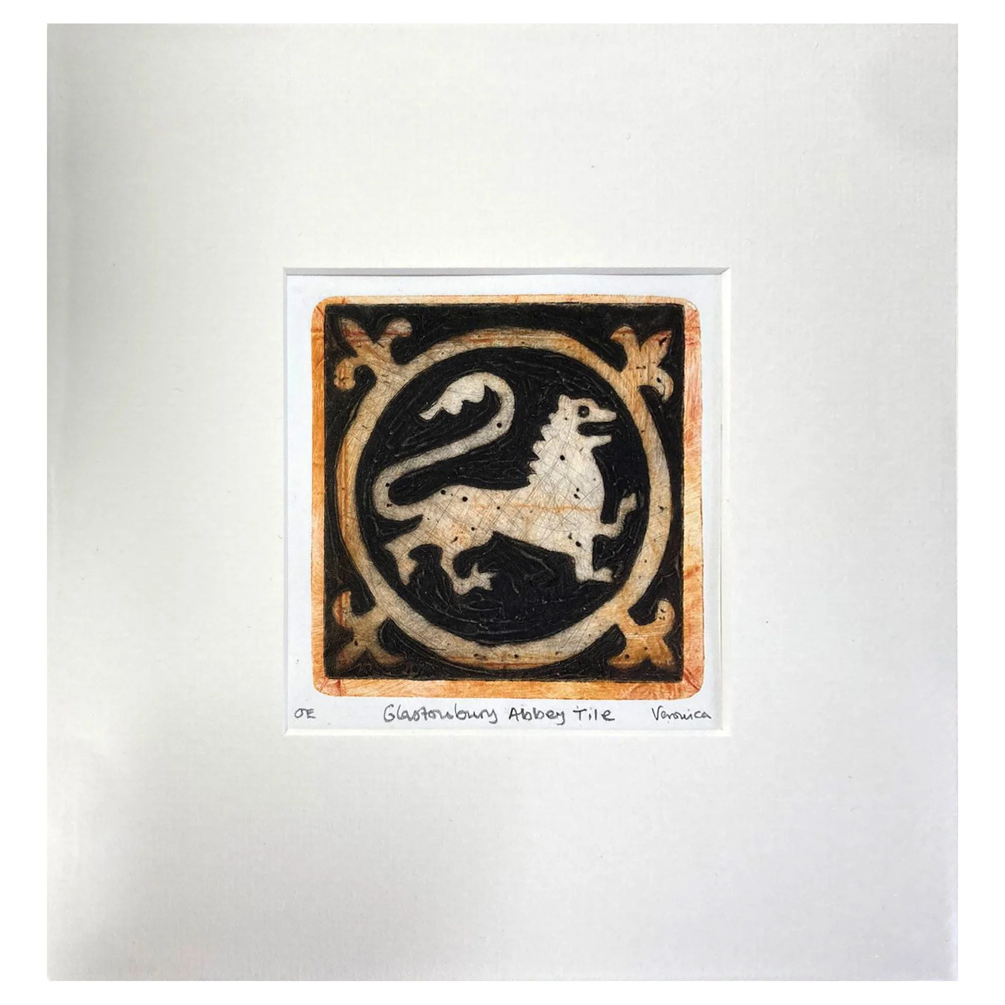 Glastonbury Abbey Tile - Lion (unframed)