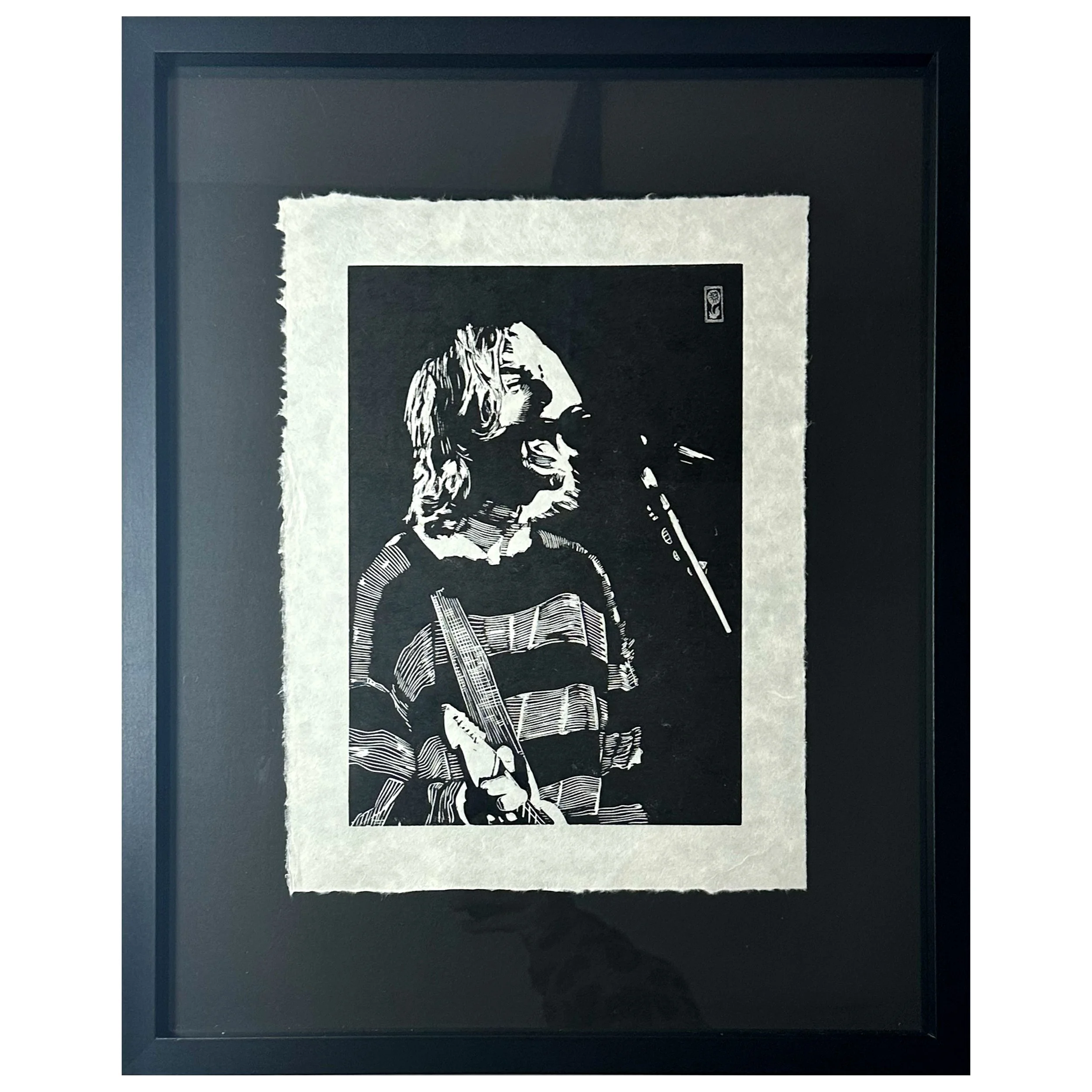 Kurt Cobain (framed) - artwork available at Heart of The Tribe gallery, Glastonbury