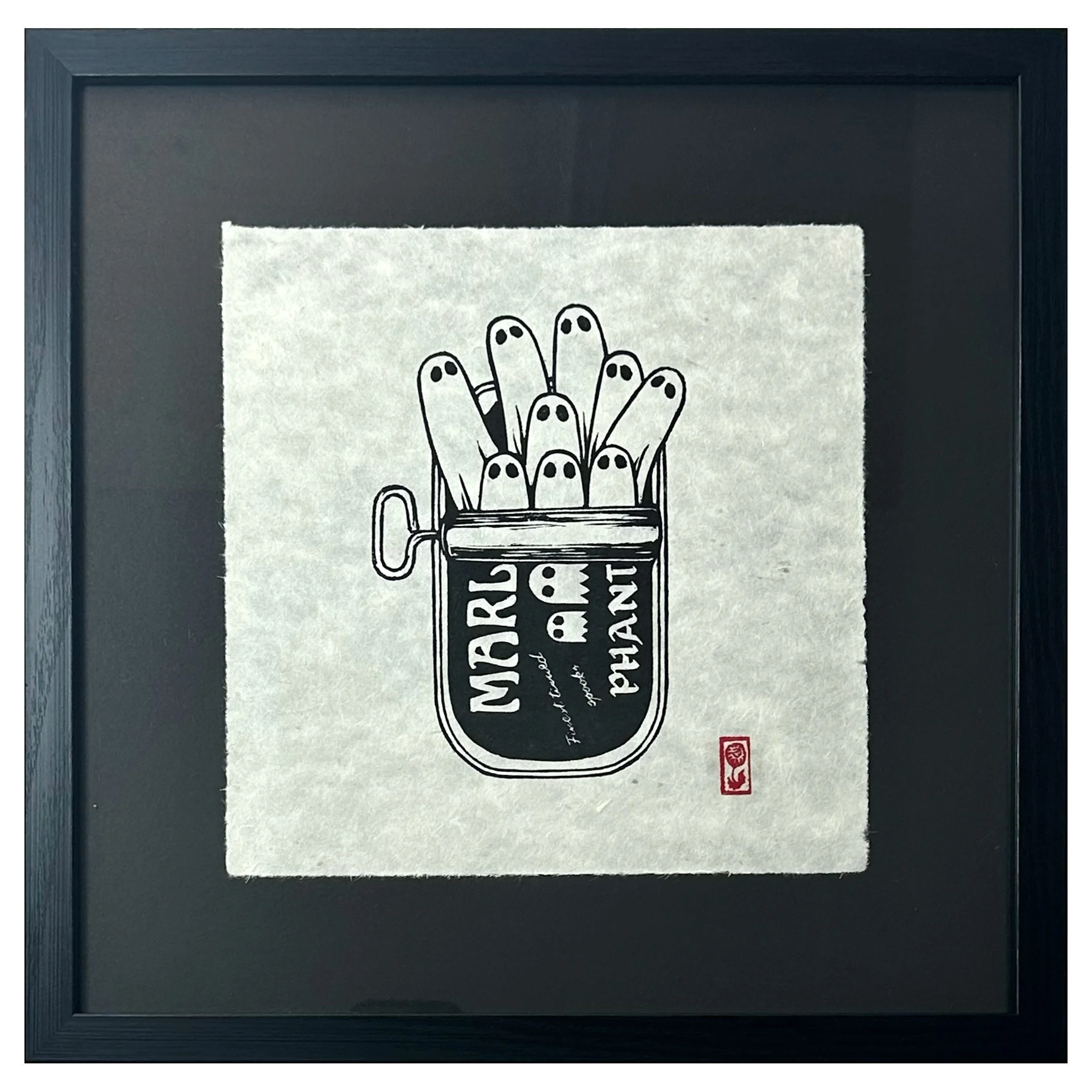 Marley's Phantoms - Finest Tinned Spooks (framed) - artwork available at Heart of The Tribe gallery, Glastonbury