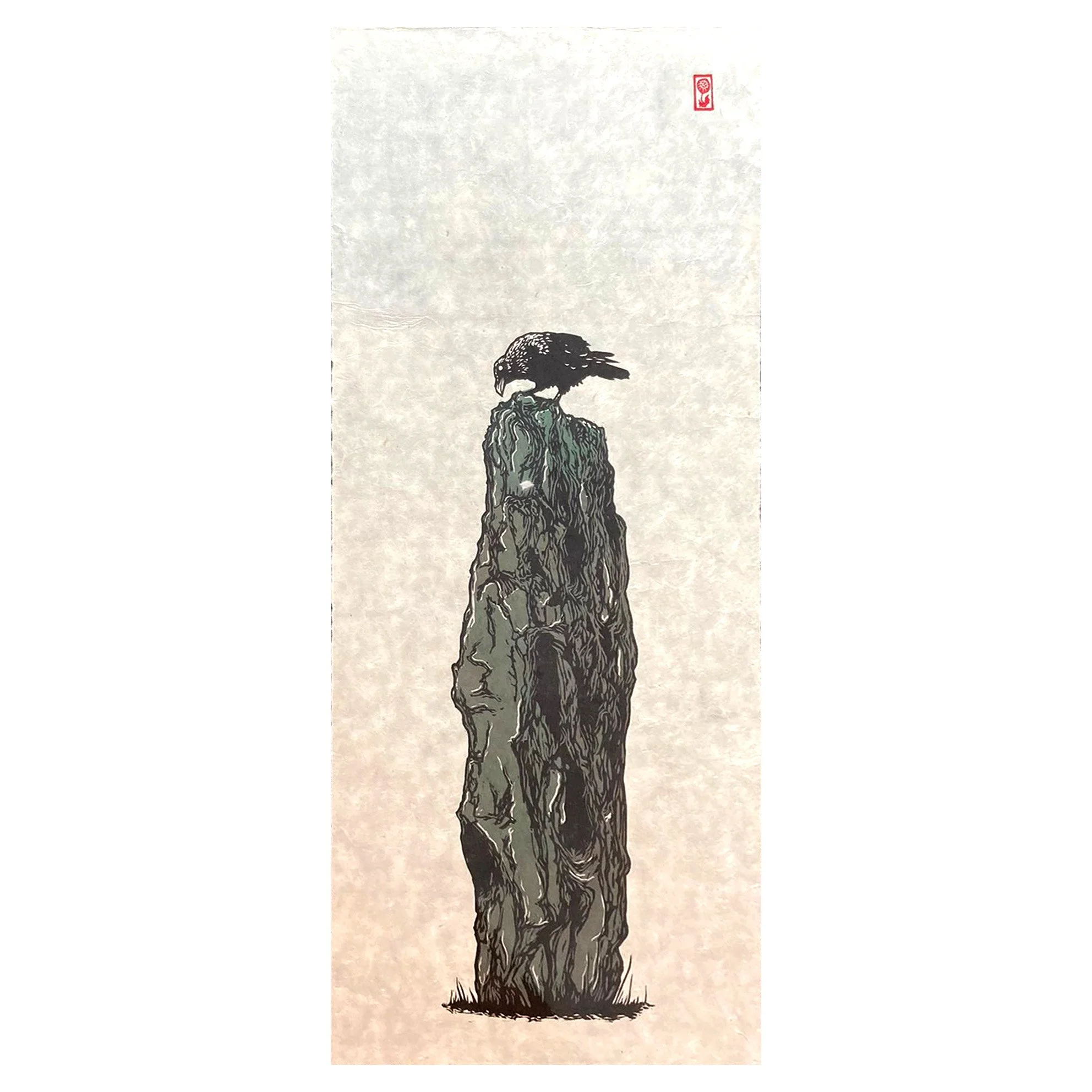 New tall crow on rock unframed.jpg