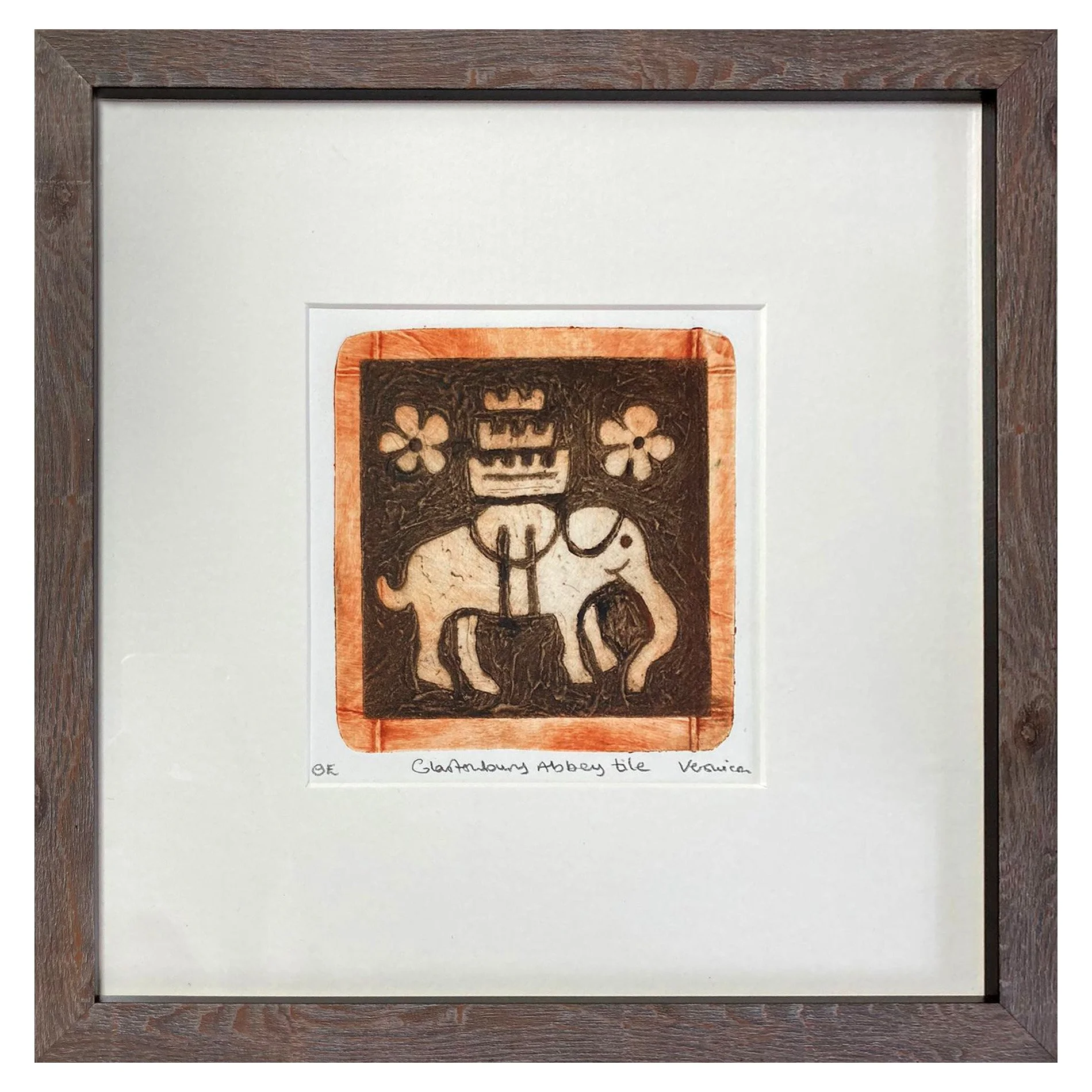 Glastonbury Abbey Tile - Elephant (framed)