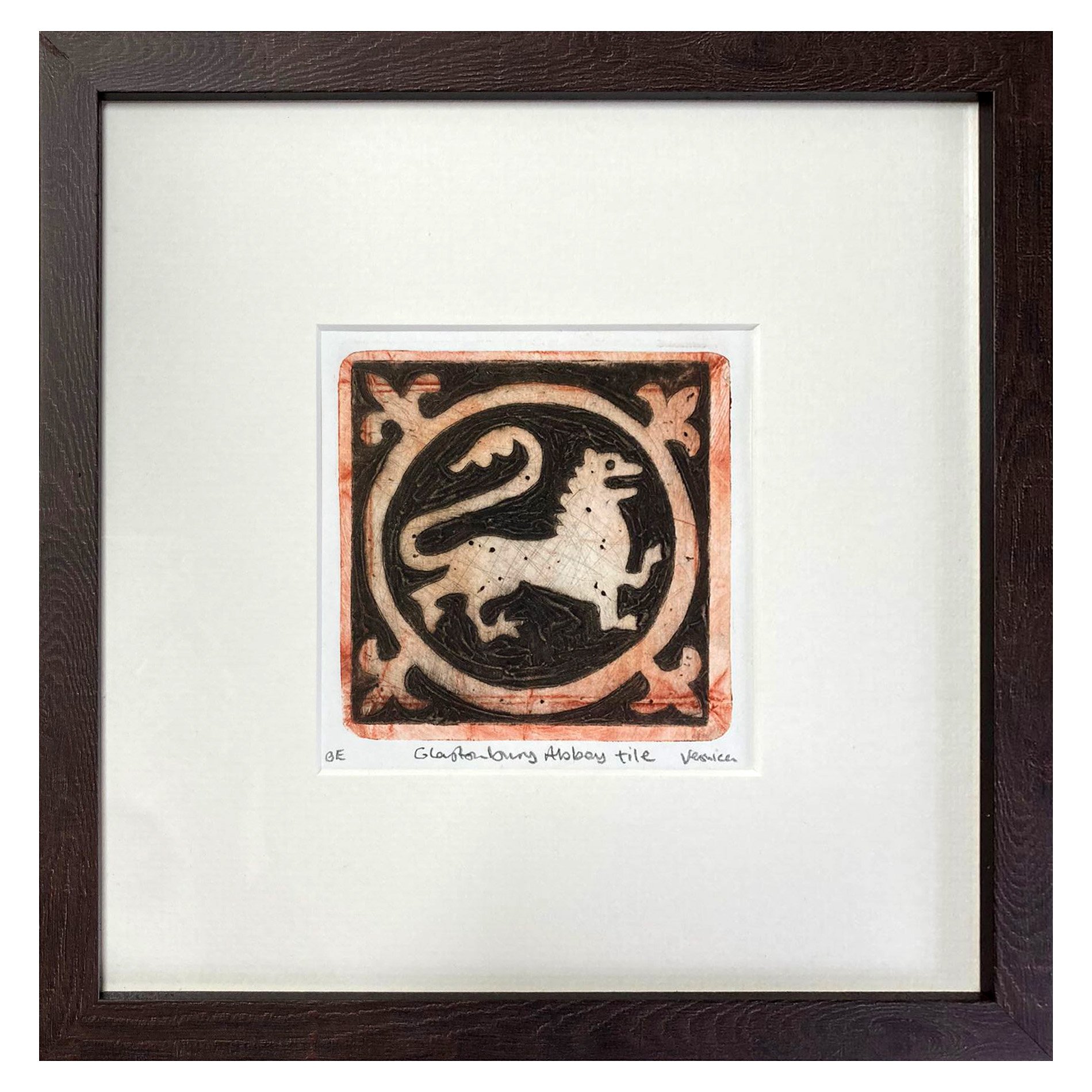 Glastonbury Abbey Tile - Lion (framed)