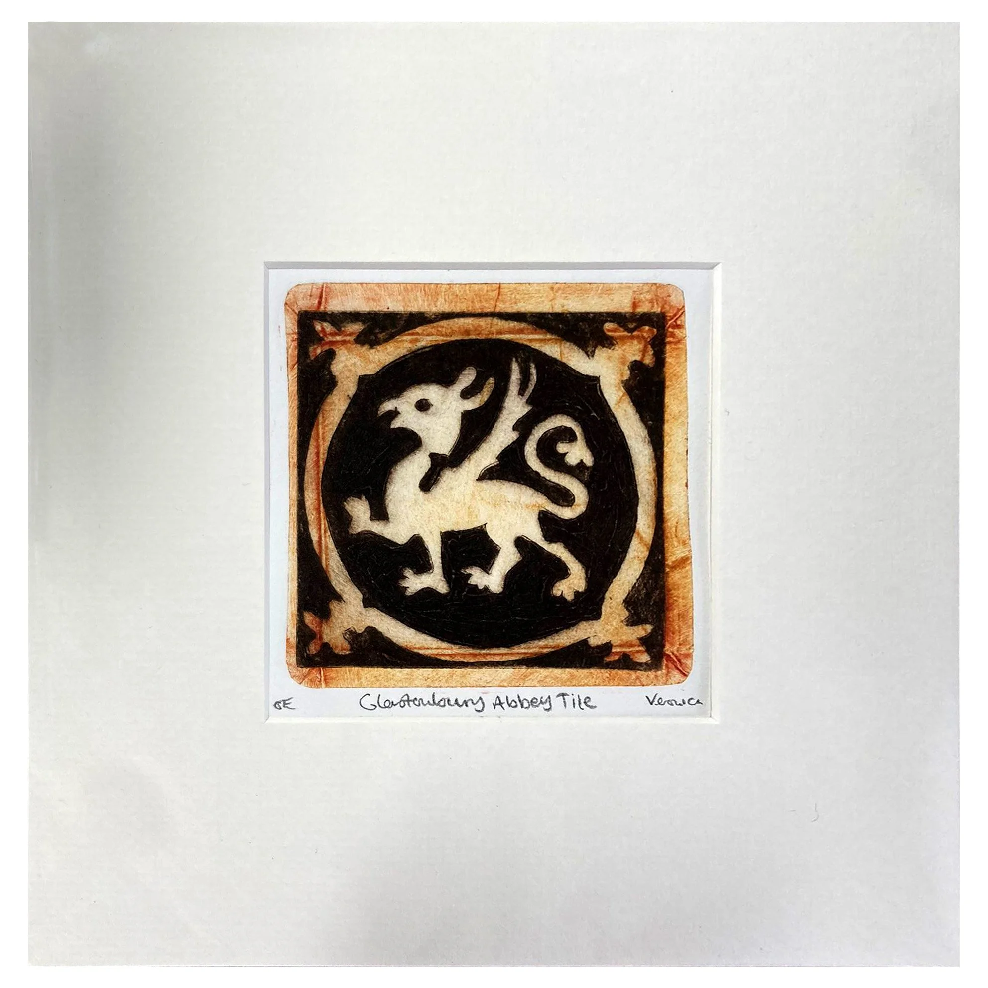 Glastonbury Abbey Tile - Dragon (unframed)