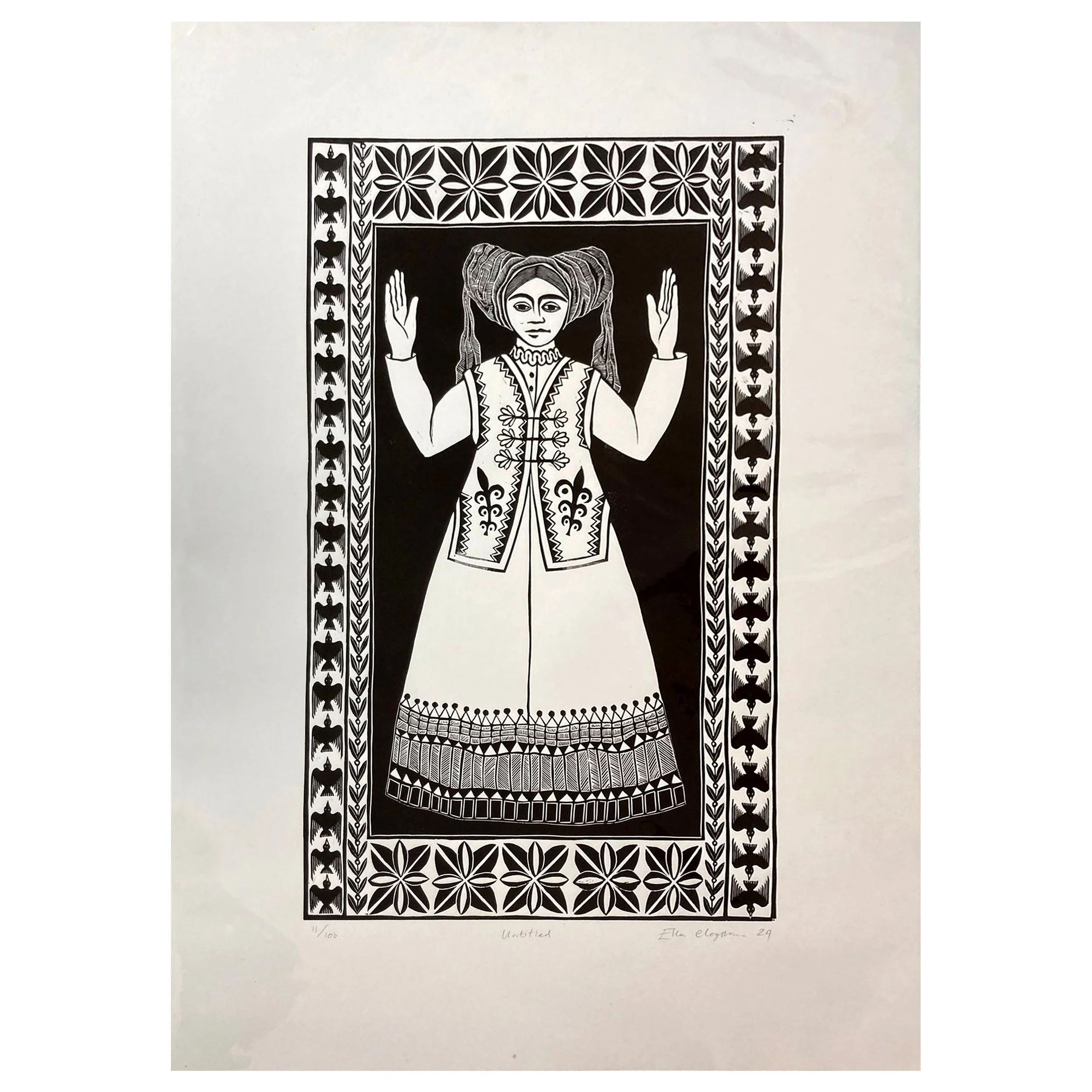 Untitled (Woman with Folk Dress) (unframed) - artwork available at Heart of The Tribe gallery, Glastonbury