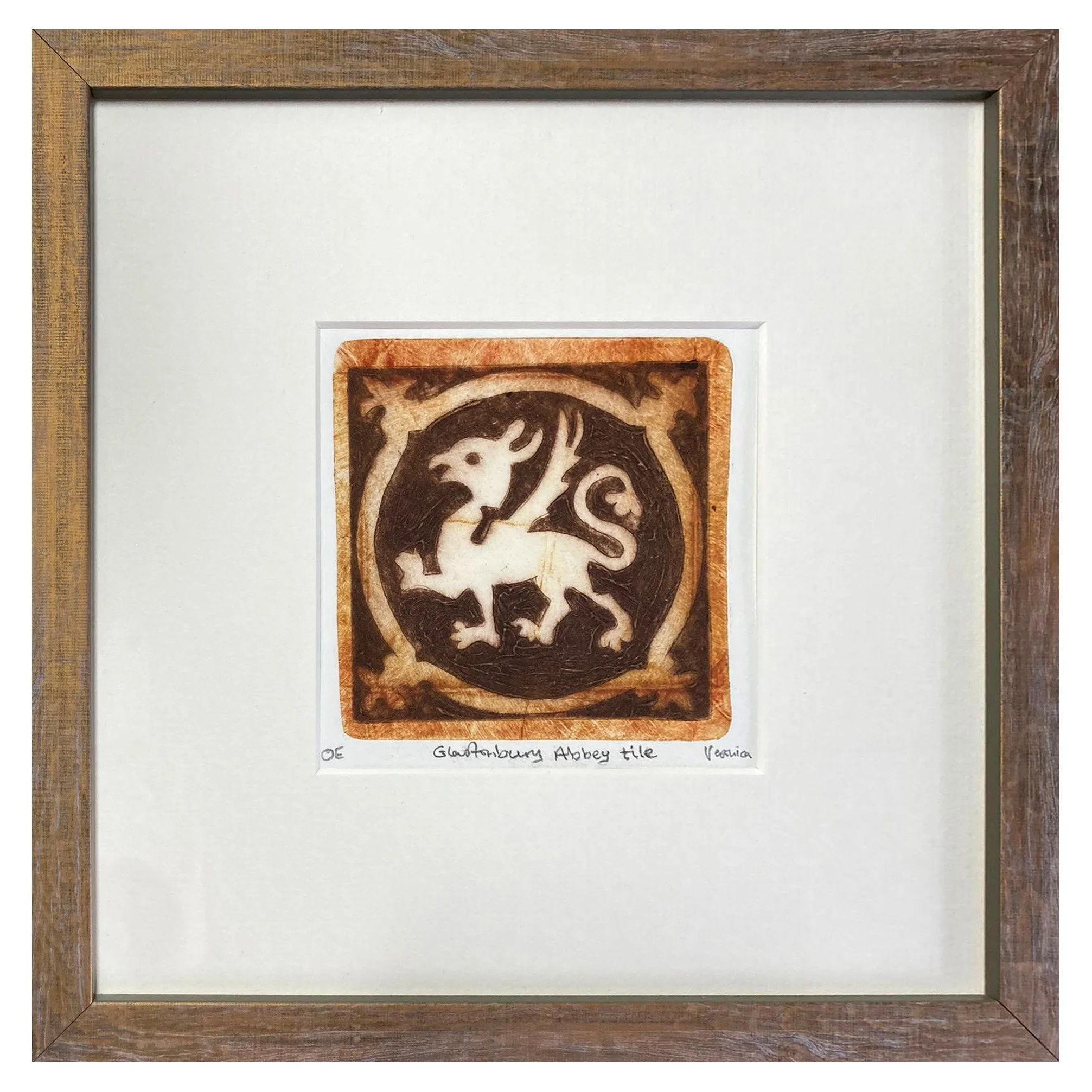 Glastonbury Abbey Tile - Dragon (framed)
