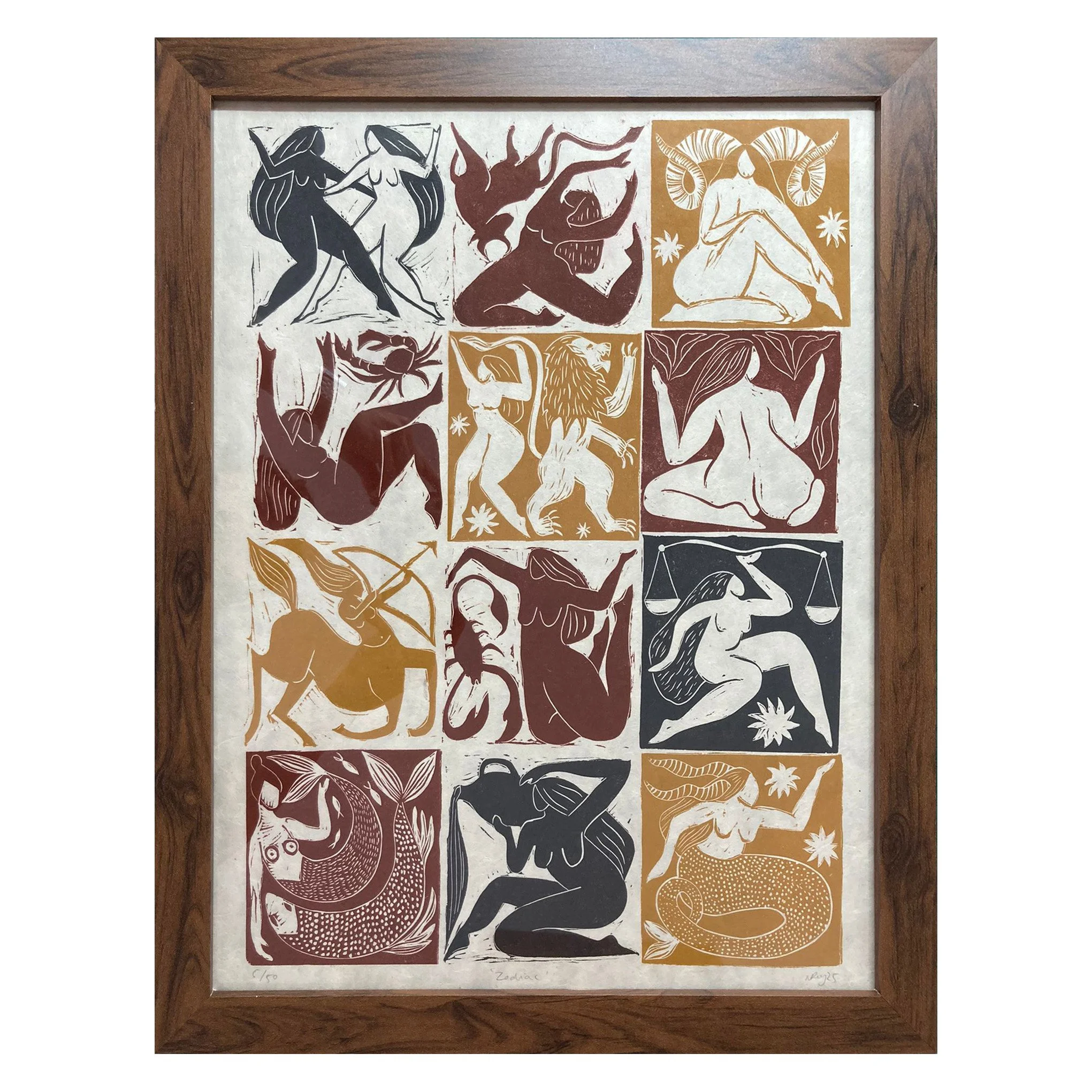 Zodiac (framed) - artwork available at Heart of The Tribe gallery, Glastonbury