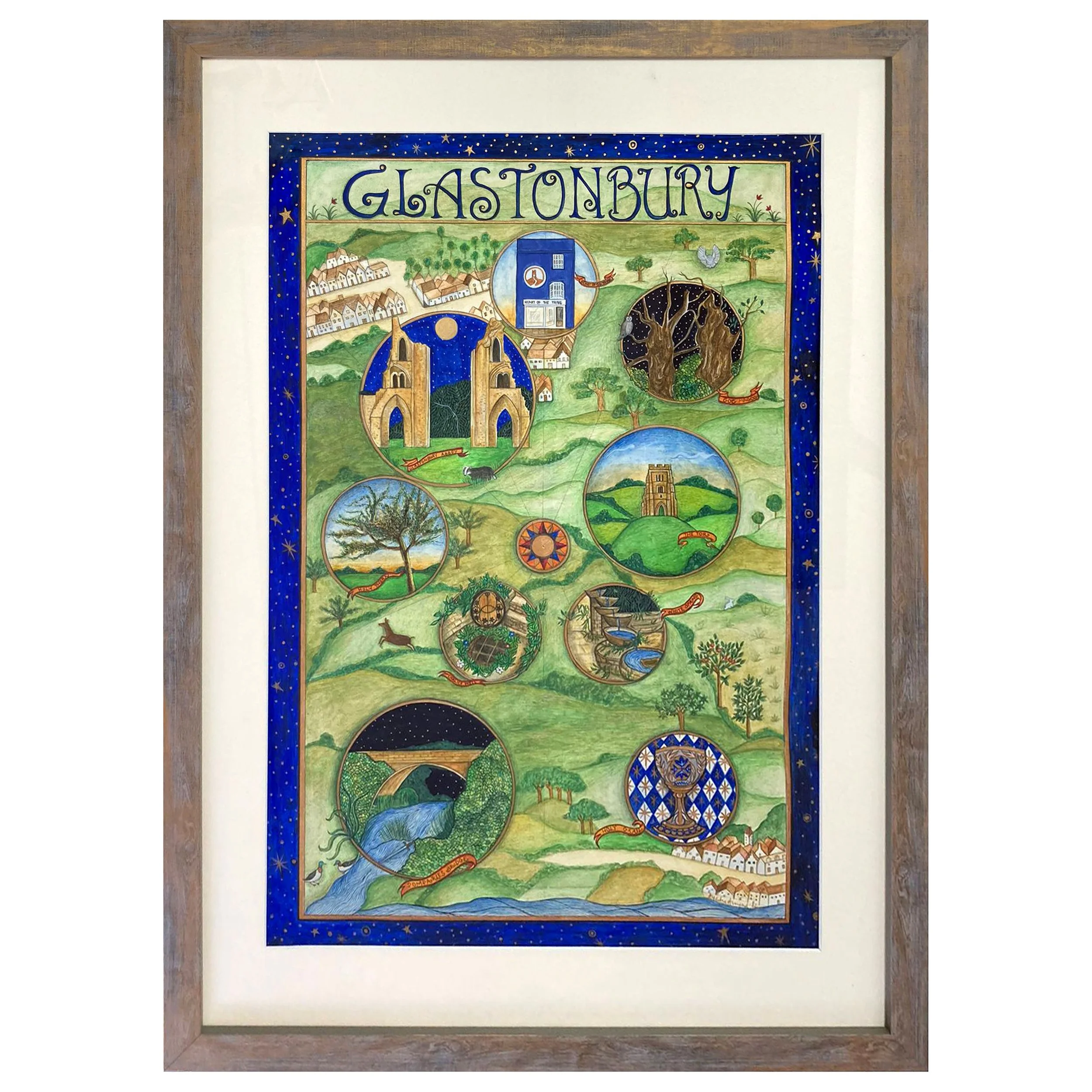 Glastonbury Map - original (framed)
