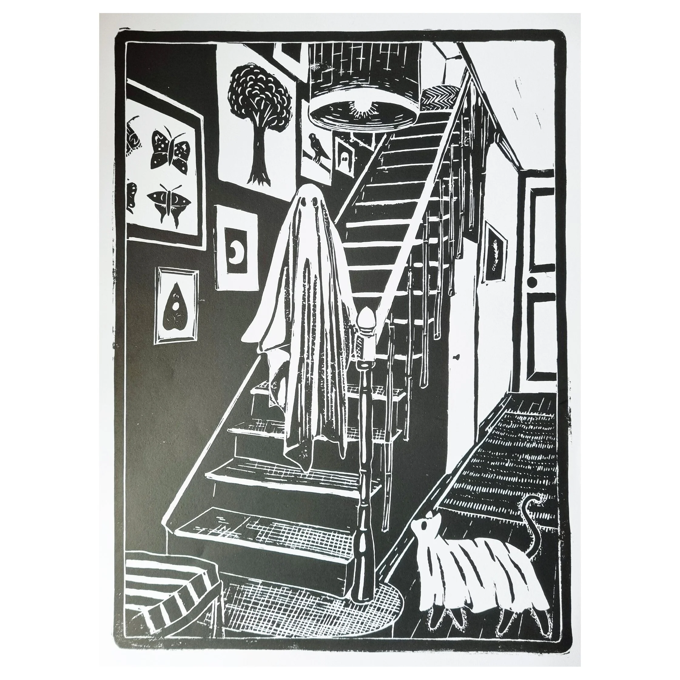 Ghost On My Stairs - black (unframed)