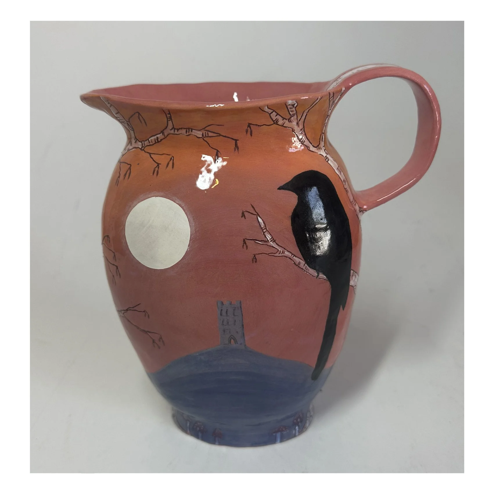 sue cresswell sunset magpie jug 1.jpg