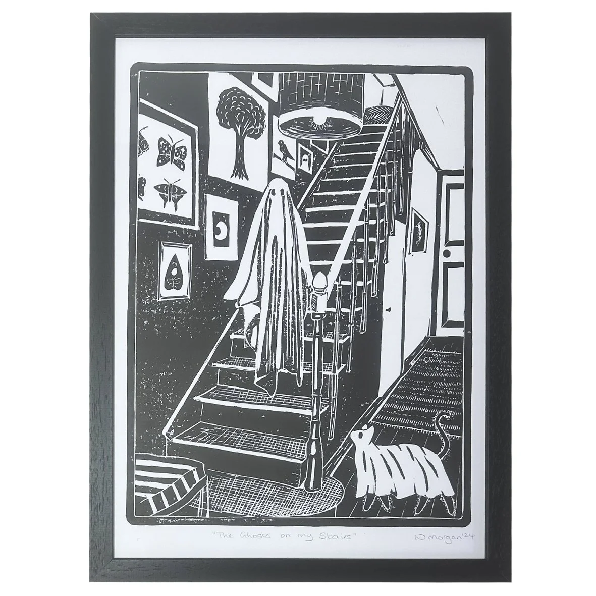 Ghost On My Stairs - black (framed)
