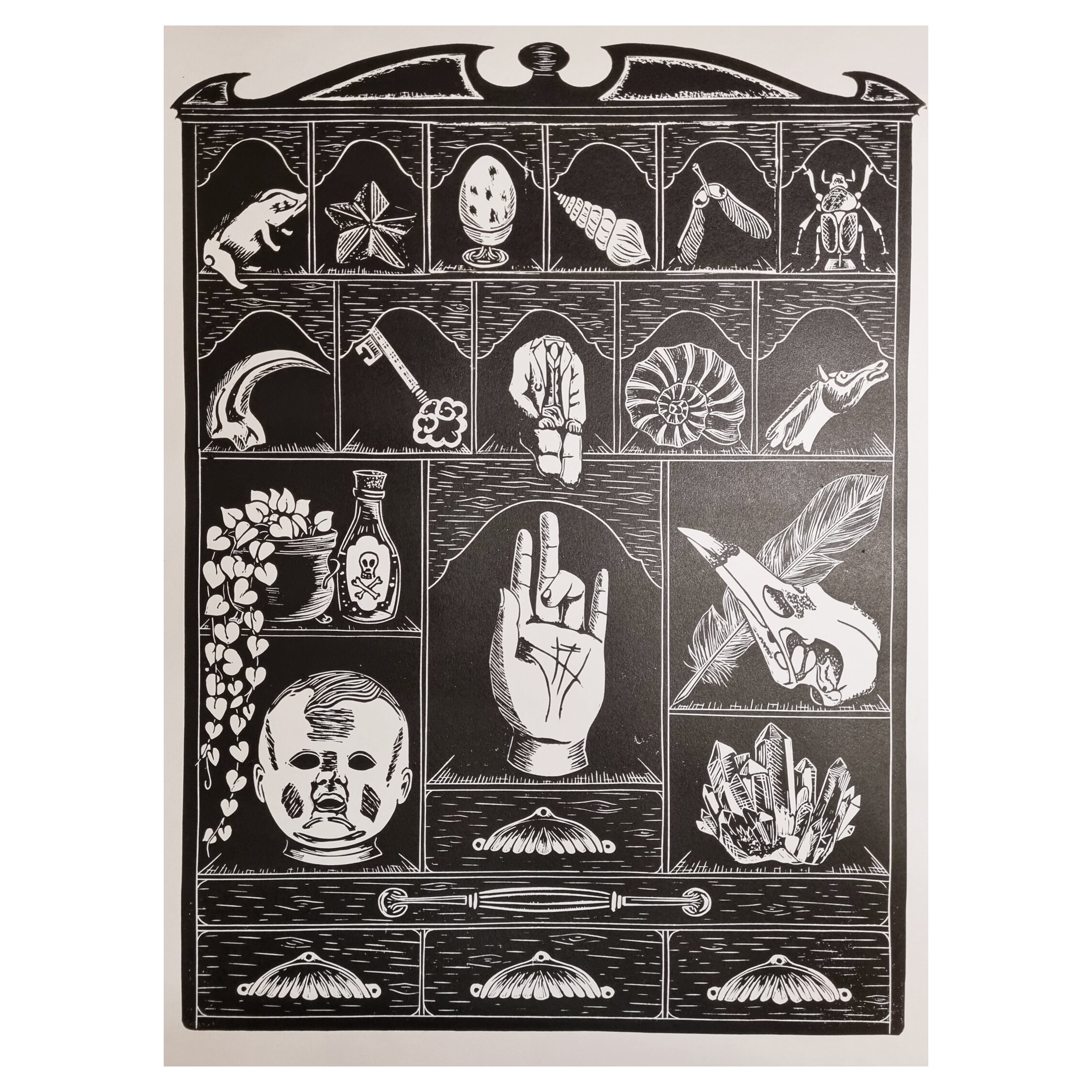 Cabinet of Curiosities - black (unframed)
