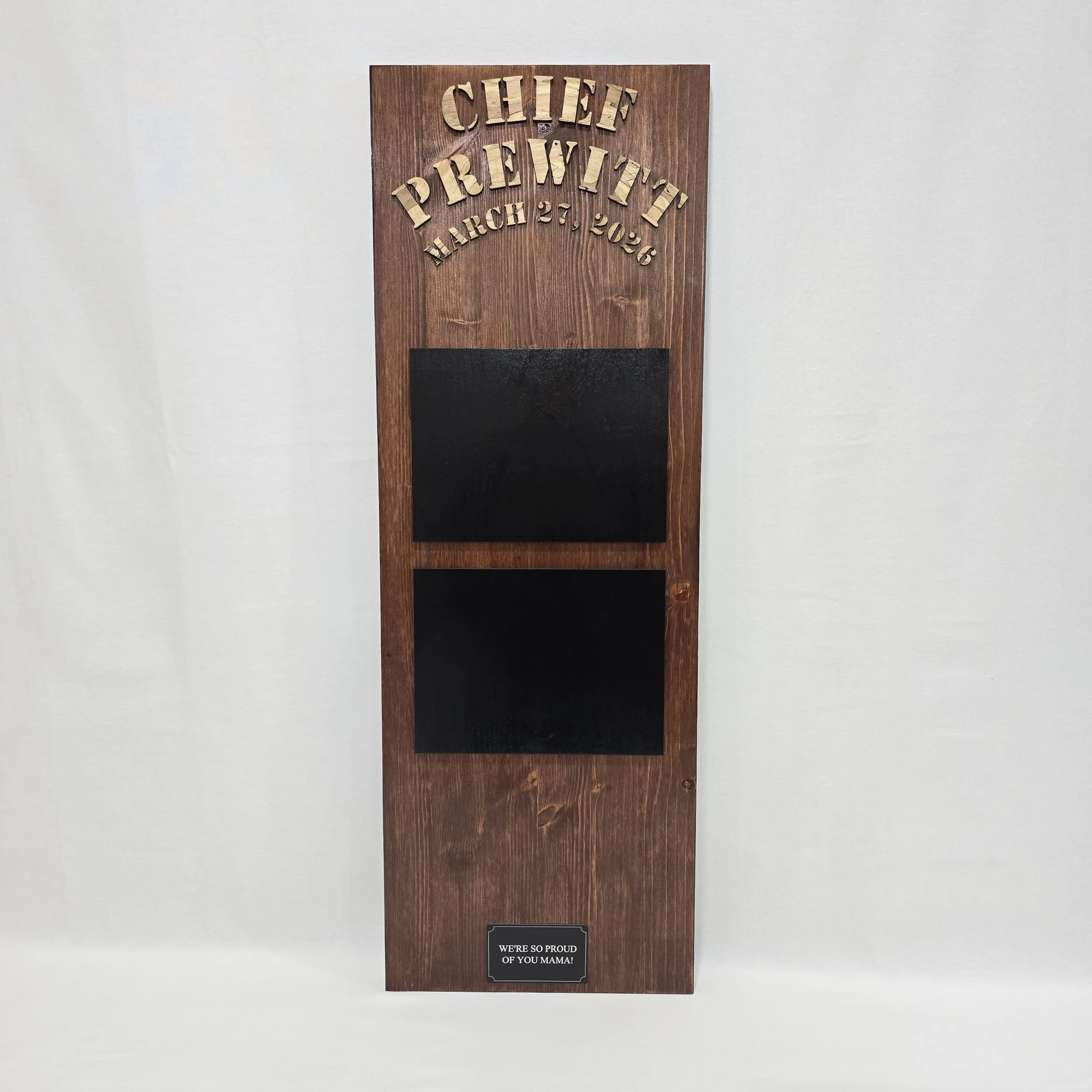 40" tall Chief Warrant Officer 2 Rank with Fort Bragg Harvested Wood for Name