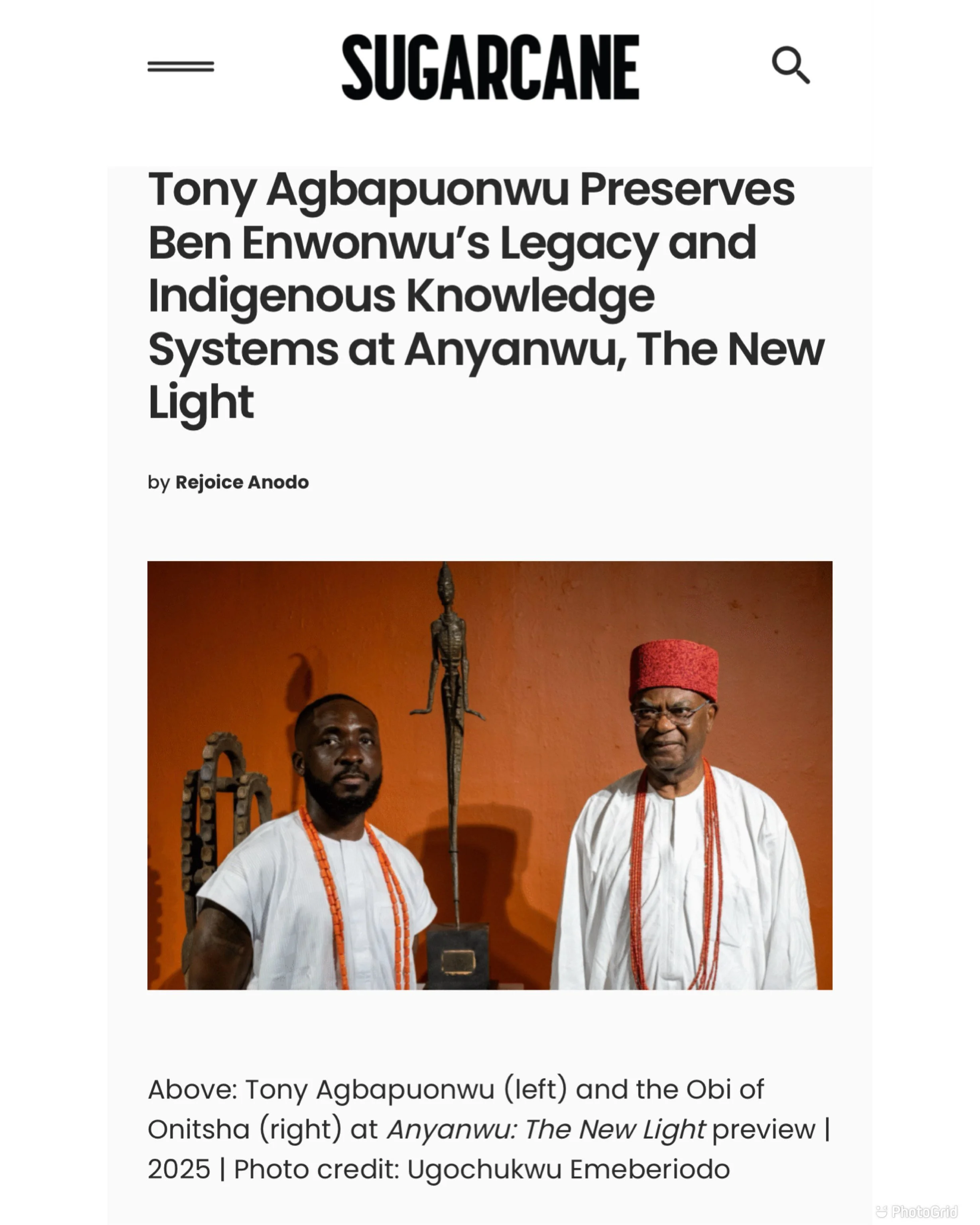 Tony Agbapuonwu Preserves Ben Enwonwu’s Legacy and Indigenous Knowledge Systems at Anyanwu, The New Light