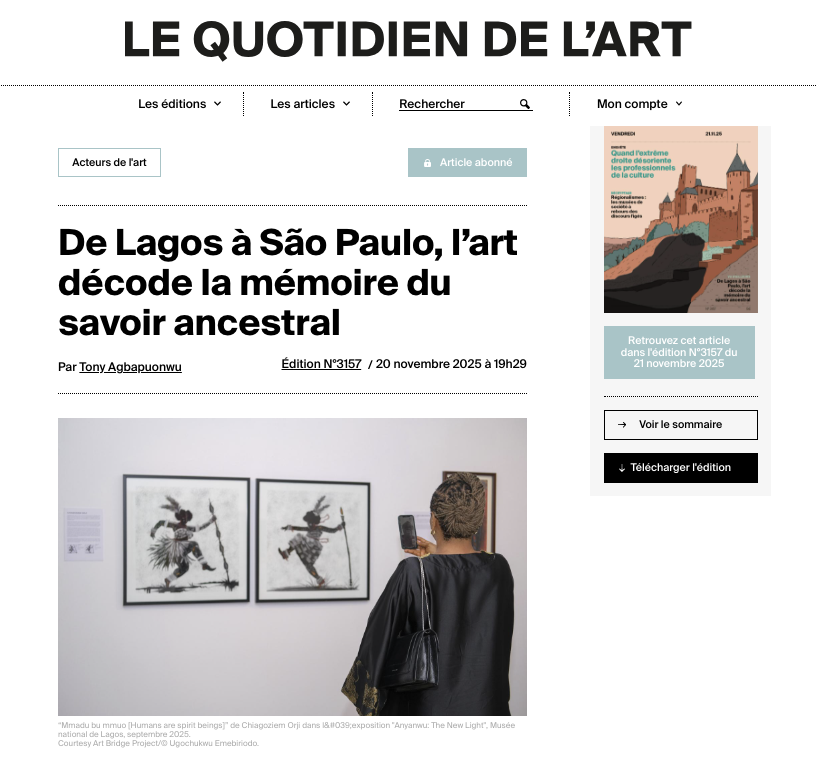 De Lagos à&nbsp;São Paulo​, L’art ​​​​​​Décode&nbsp;La Mémoire Du Savoir Ancestral