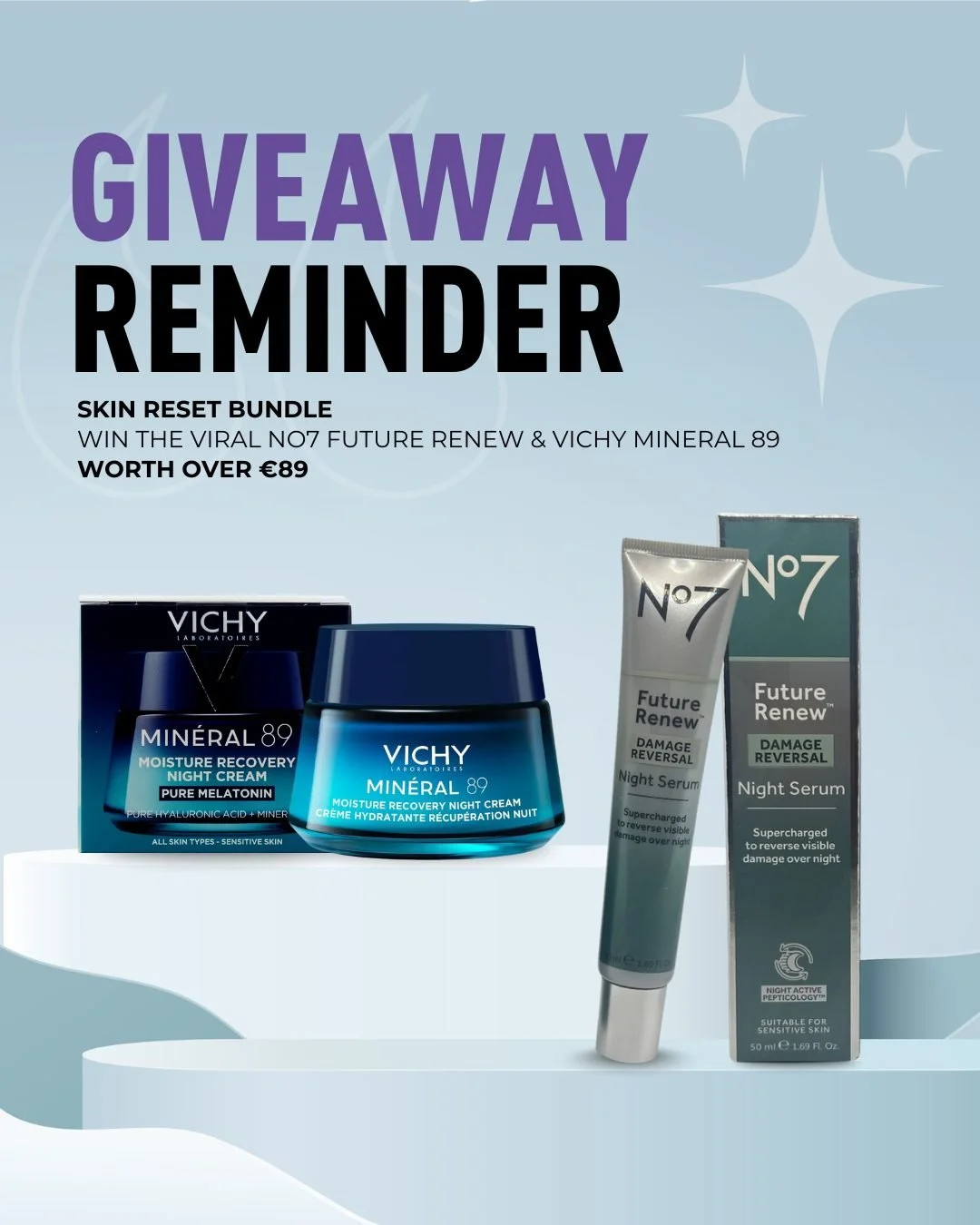 Get ready to achieve the ultimate renewed, dewy, and hydrated skin! We're giving away a powerhouse skincare duo from No7 and Vichy that will transform your complexion! 💖
You could win the perfect skin reset pair:
No7 Future Renew Serum: The revolut