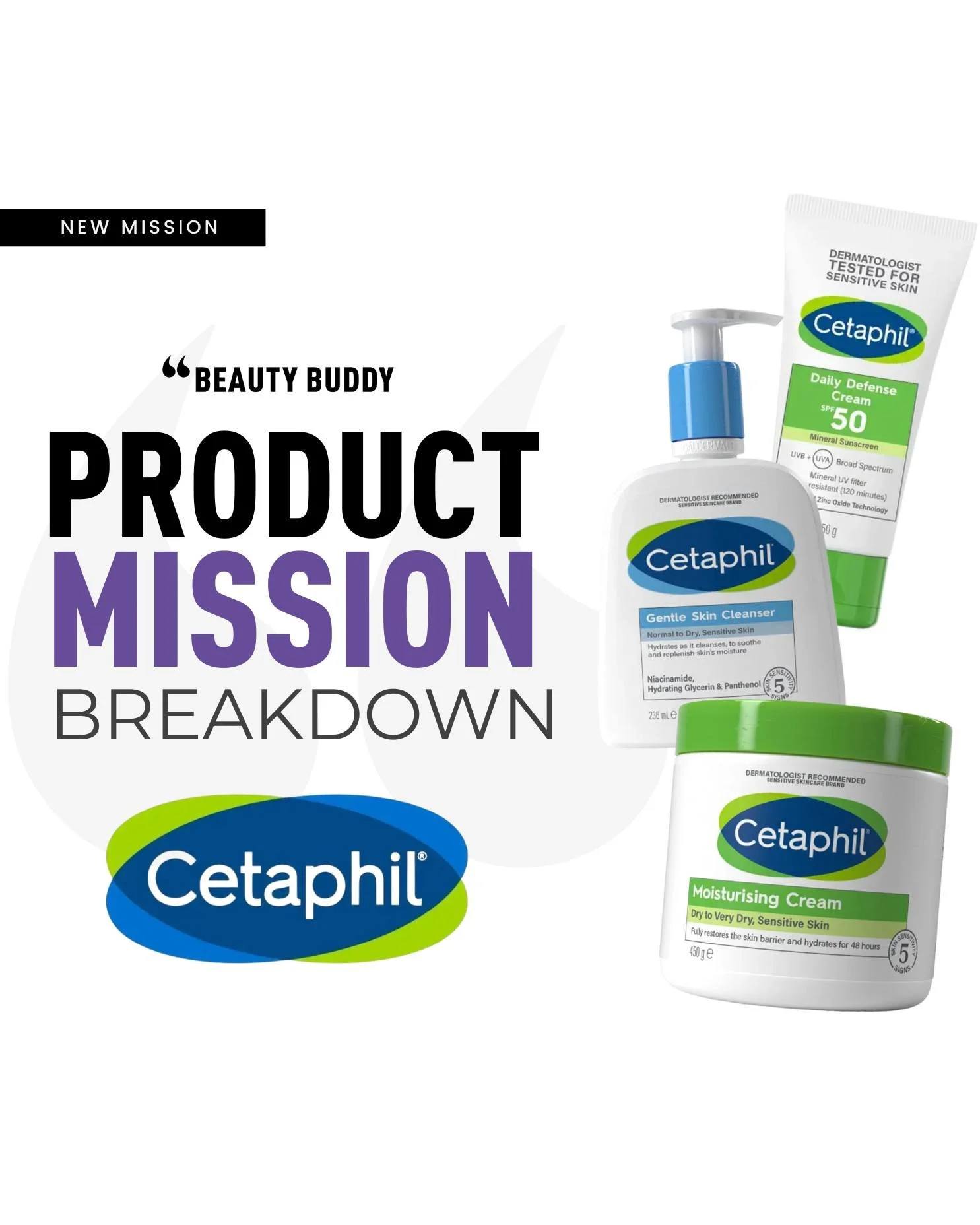 Were you one of the fortunate Beauty Buddies selected to receive the amazing @cetaphil Cleanse, Treat, Moisturise routine? 🤩 We're so excited for you to experience this high-quality, dermatologist-recommended skincare!

This mission features Cetaphi