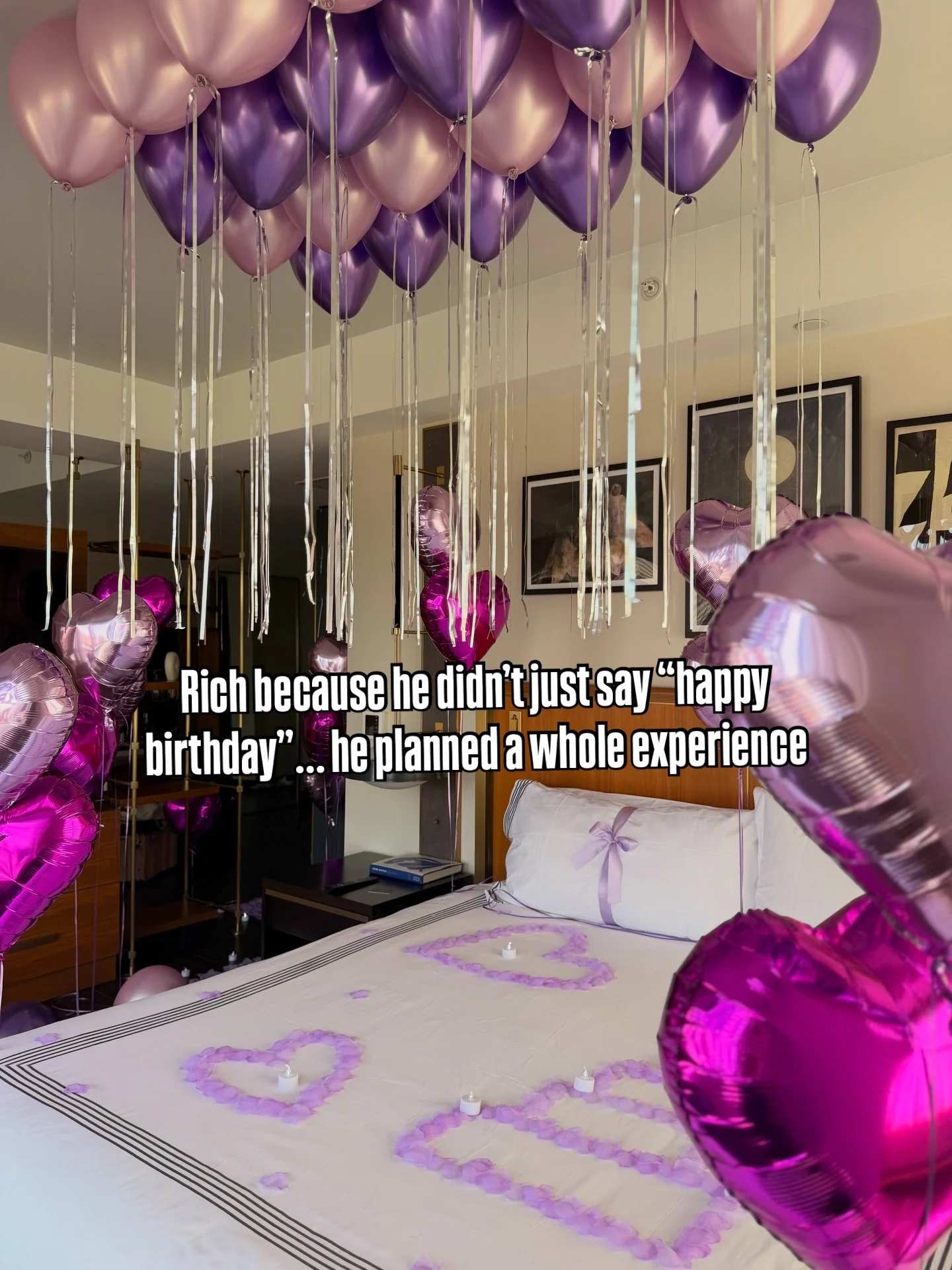 Ending her night like this, cuddled up just the two of you. That&rsquo;s rich. 💜

In Dallas and Monterrey, we turn hotel rooms into unforgettable birthday surprises&mdash;fully set up, personalized, and ready for your moment ✨

You just show up&hell