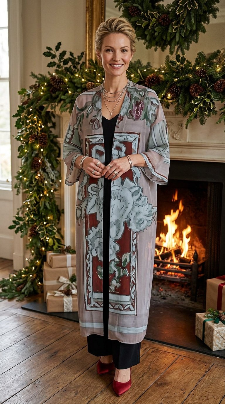 Chateau Tapestry Elani Kimono by Marianne Fadden, resort & travel 