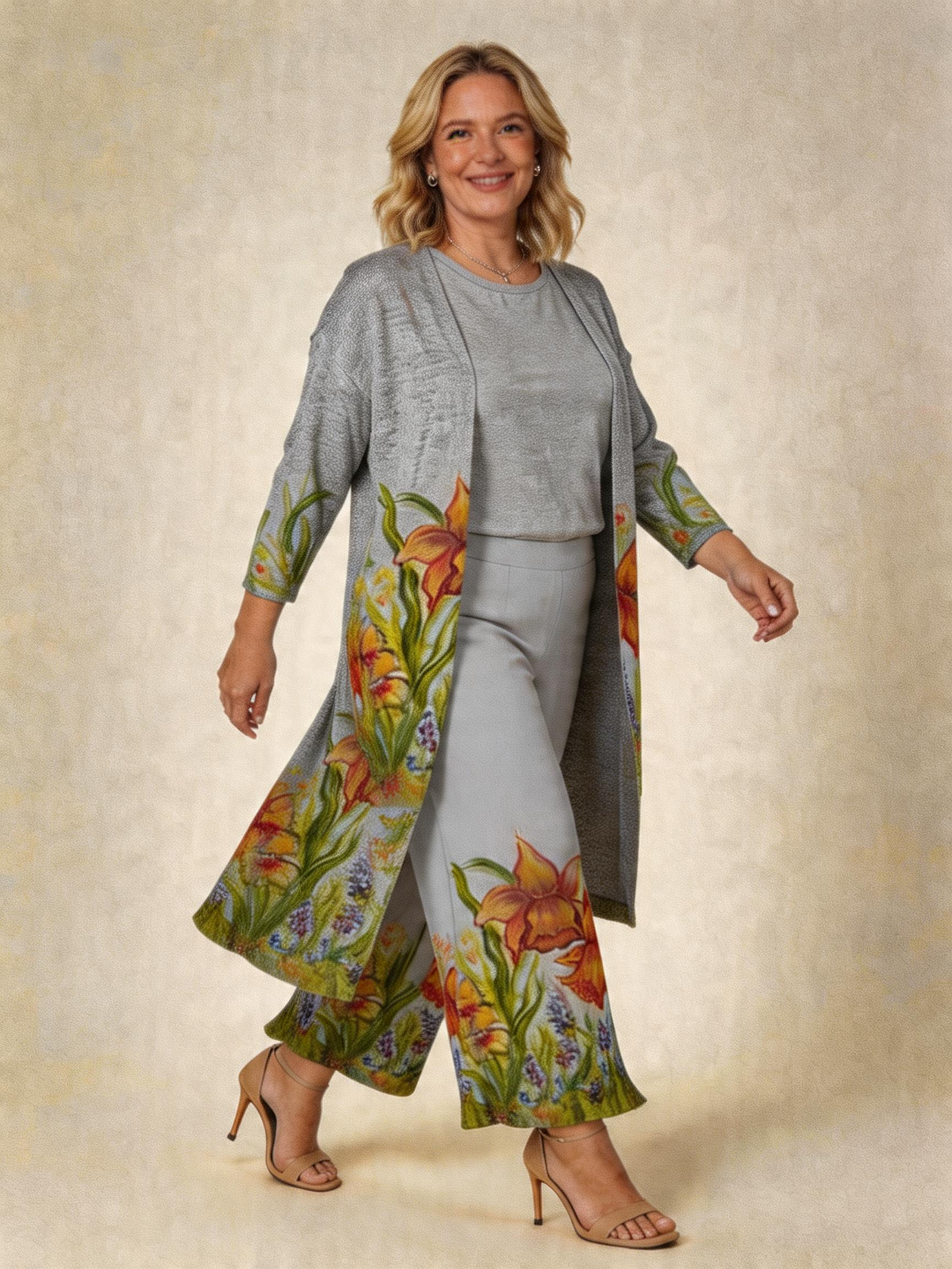 Daffodils Palazzos & Nikki Duster, Wearable Art, Creative Dressing by Marianne