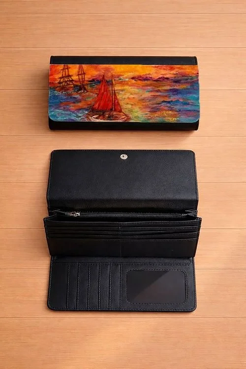 Red Sails Camille Wallet, Wearable Art, Creative Dressing by Marianne