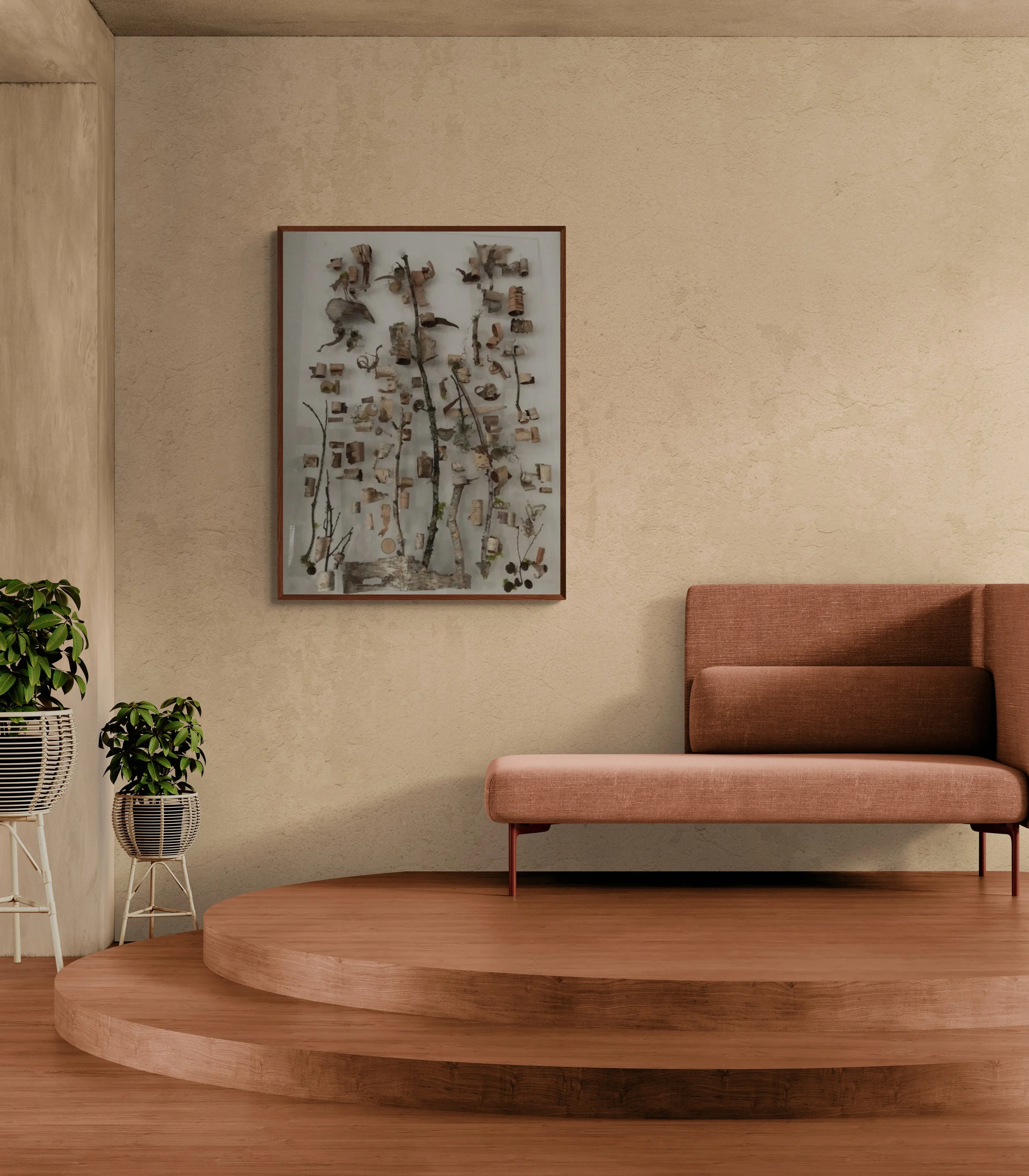 Organic, nature inspired Birch Bark art on canvas by Third wind Art