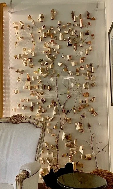 Natural three dimensional birch bark art on canvas by Third Wind Art 