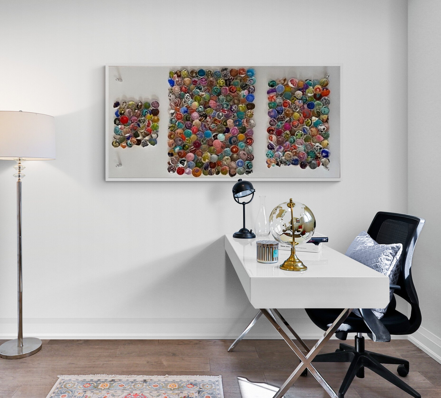 Multi-frame eggshell art by Third Wind Art for office