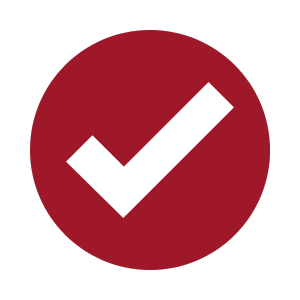 Weisser Hacken auf rotem Kreis.