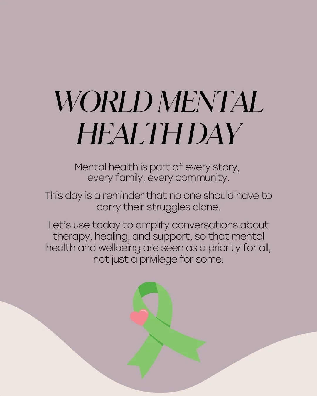 October 10th is World Mental Health Day.

A time to pause and remember that mental health is just as important as physical health.

Every year, this day reminds us of two powerful truths:
💙 No one should have to struggle in silence.
💙 Access to sup