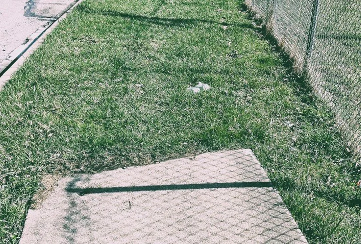 A sidewalk that ends in grass