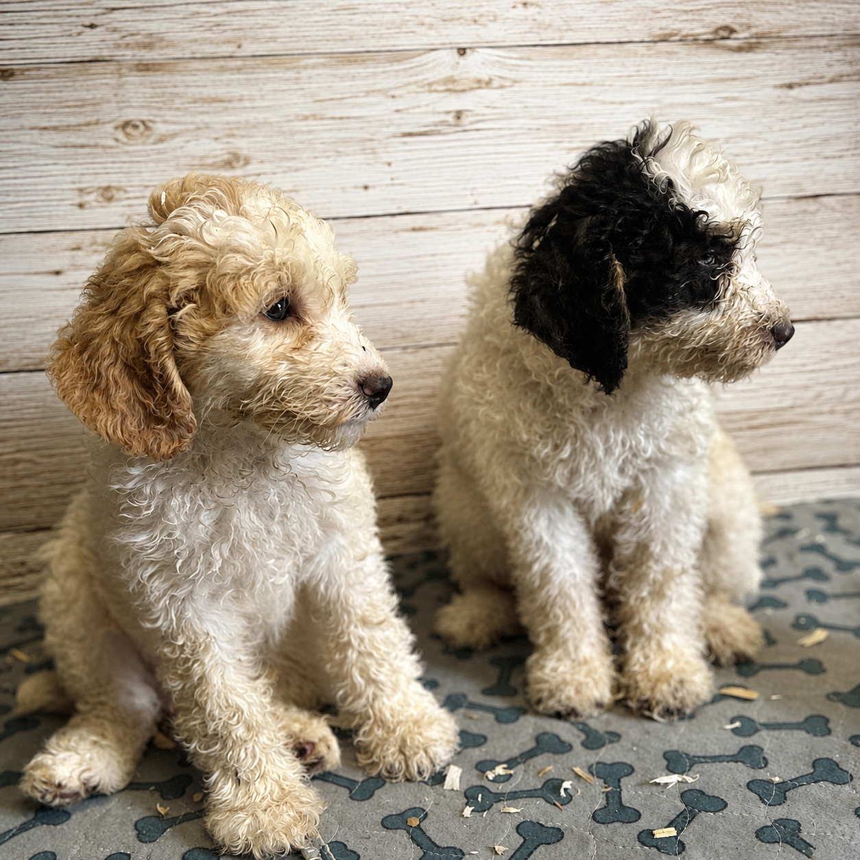 Two mini sproodle puppies from Jett and Crew.