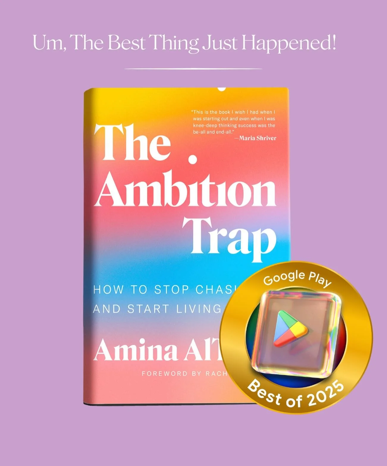 I HAVE AMAZING NEWS! The Ambition Trap has been selected for #GooglePlayBestof this year! Thank you to our readers, to @GooglePlay and to everyone who shared and immersed themselves in this book. It was really an offering from my SOUL so it means the