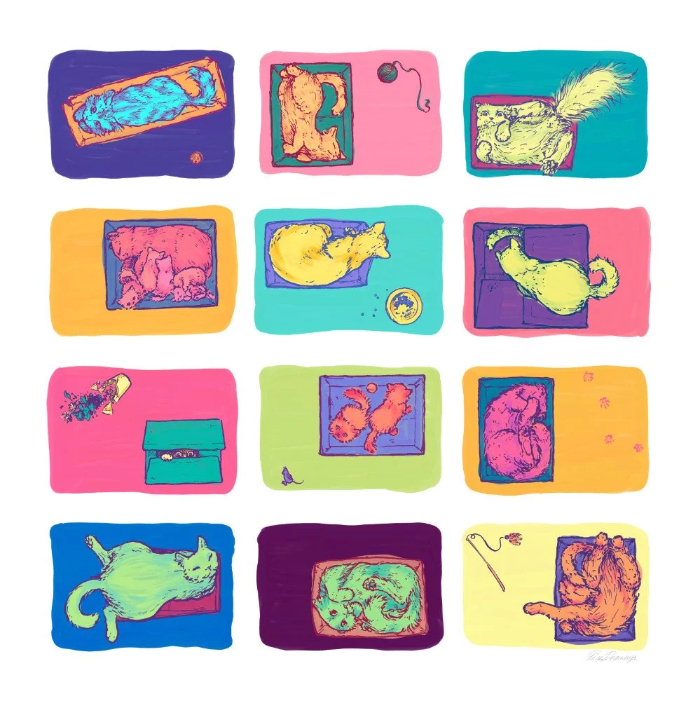 Boxed Cats - art print thumbnail