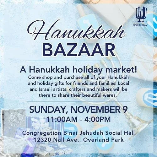 Come to the Hanukkah Bazaar on November to get a little taste of Hanukkah early and shop for your friends and family! We have 35 amazing local artists and makers showcasing their craft.
If you can, please post and share and help us spread the word!
#