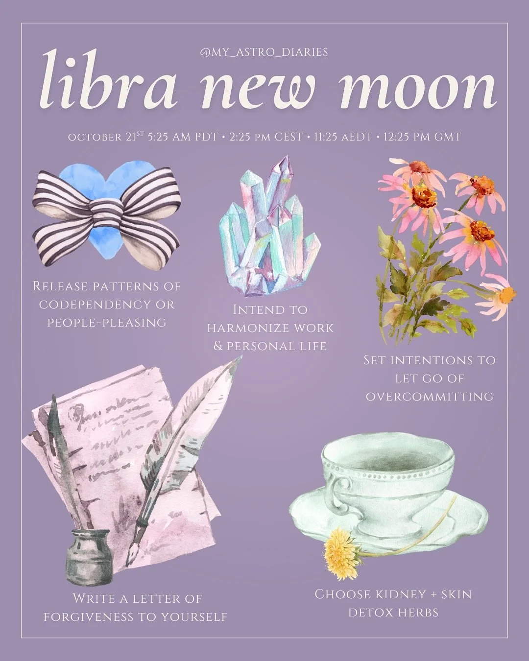 New Moon in Libra 💕

October 21st at 28 degrees of Libra ~ where is the New Moon in Libra falling in your chart? It's also a potent time to work with the ruler of Libra, Venus, an ideal period to set a wrapped bow of intentions around love, to self,