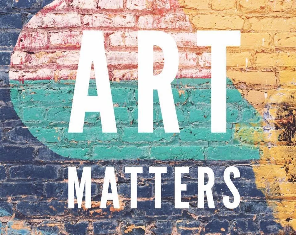Colorful brick wall with the words "ART MATTERS" in large white text.