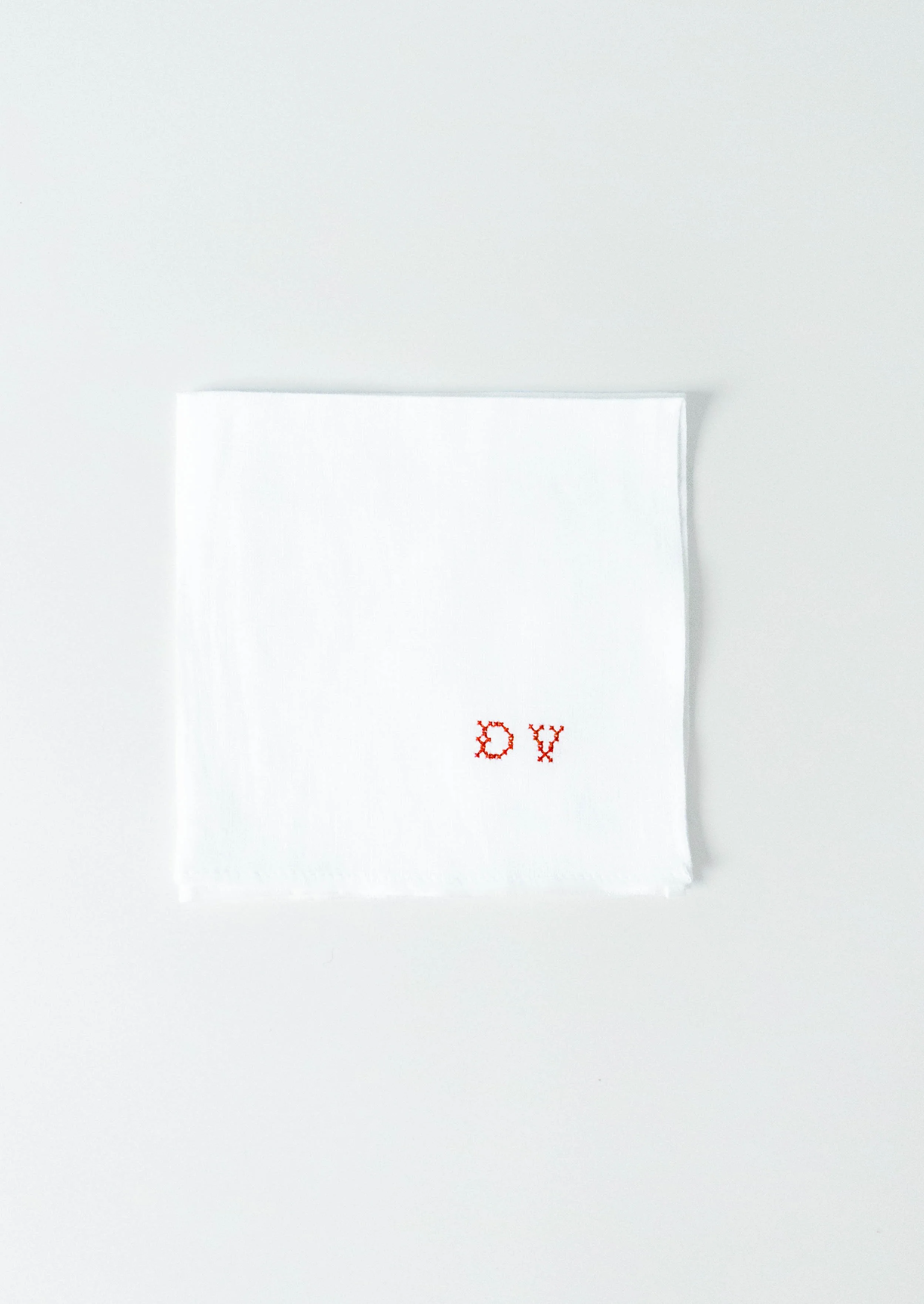 Personalised Embroidered Handkerchief with Cross-Stitch Initials