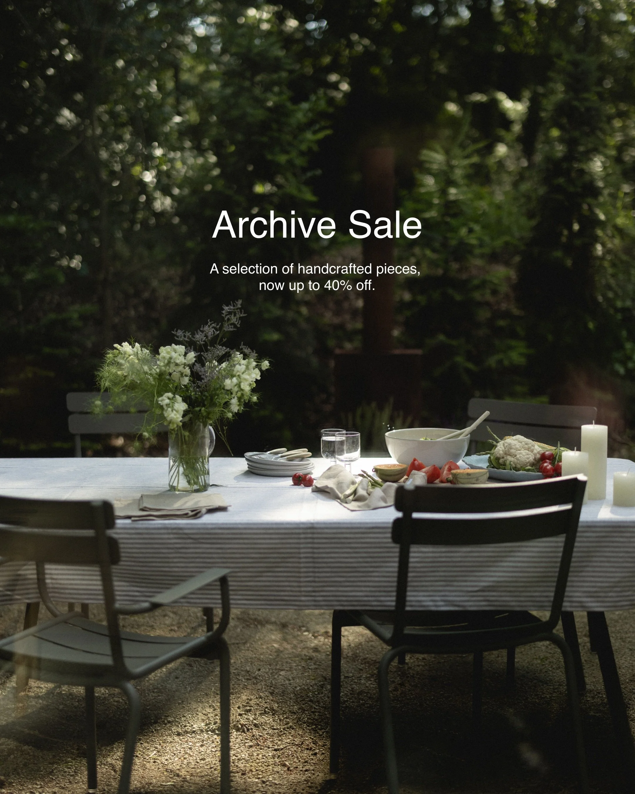 As we return to the atelier, we&rsquo;re opening our Archive Sale for a limited time.

Discover a selection of handcrafted linen pieces from previous collections, now up to 40% off. Available only while pieces remain.