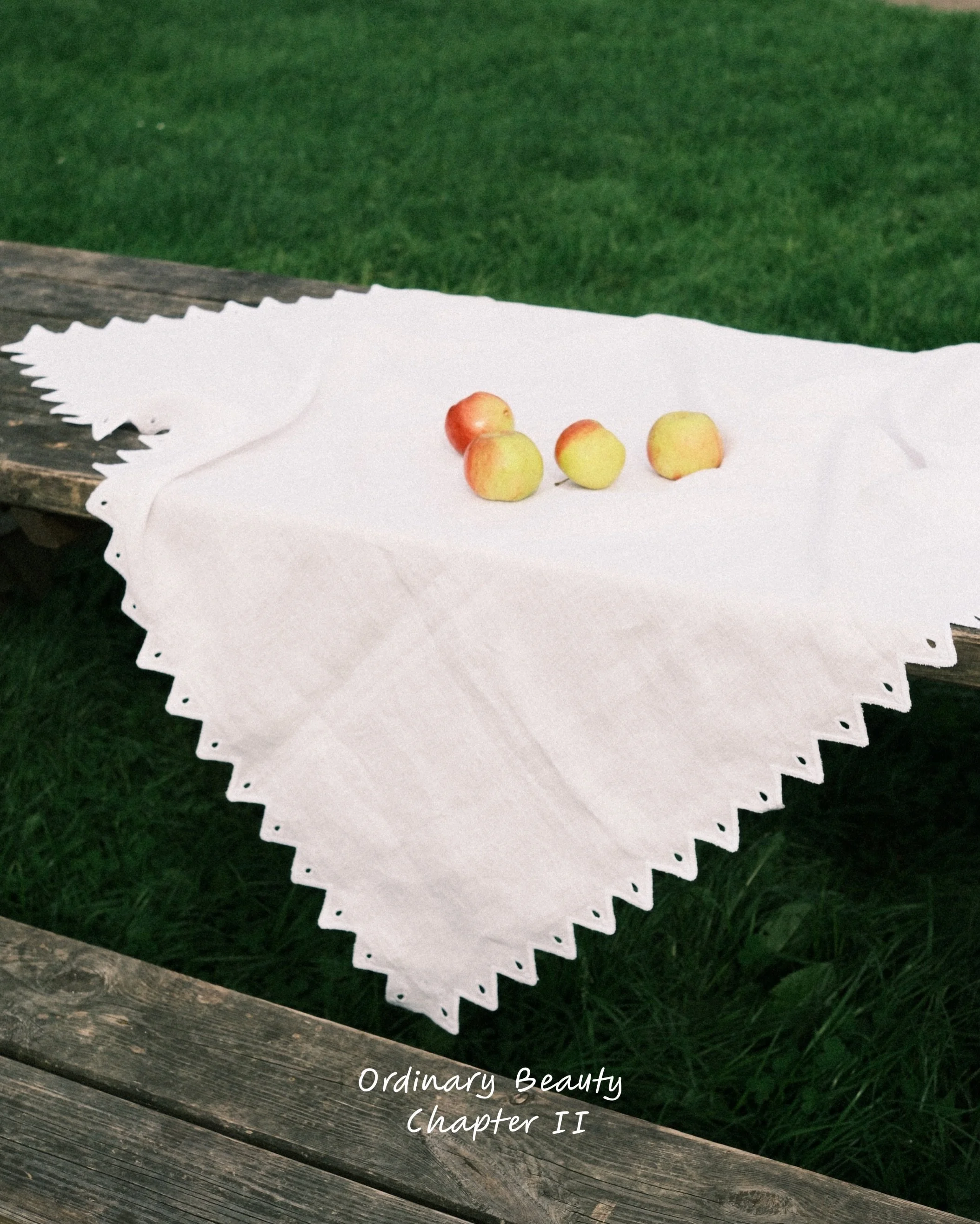 New additions to our Ordinary Beauty collection are now available.

Chapter II brings together linen cutwork tablecloths, matching napkins, and embroidered cotton aprons, continuing our exploration of traditional craftsmanship, old patterns, and fami