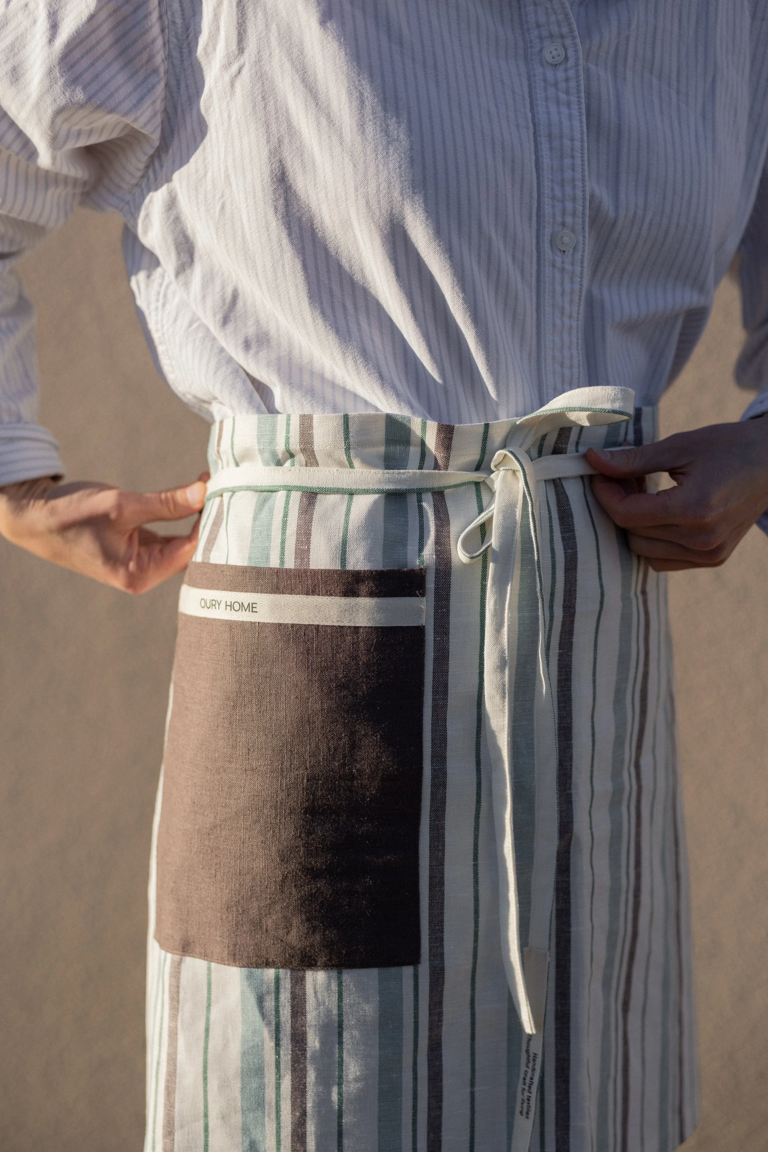 Striped Linen Cotton Waist Apron